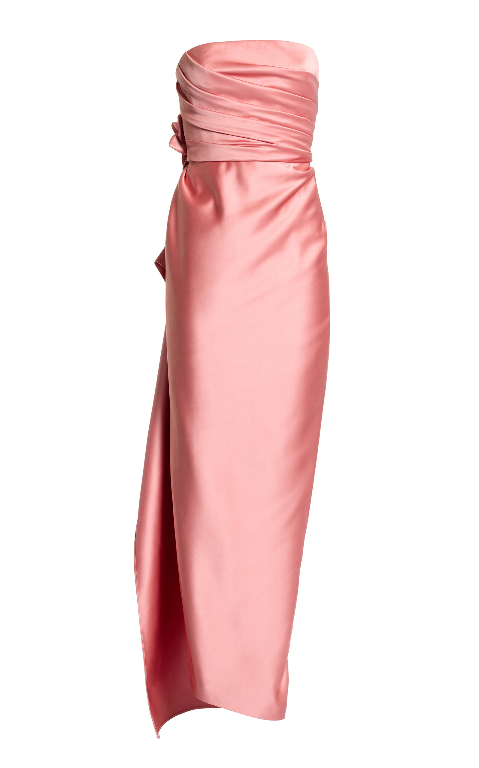 Elie Saab Floral-Appliquéd Duchess Satin Maxi Dress - Pink