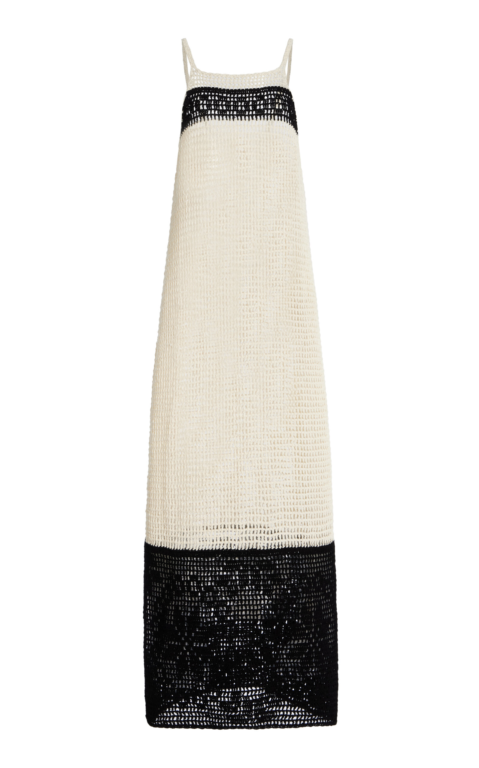 All That Remains Exclusive Una Lace-detailed Crocheted-cotton Maxi Dress In Black,white