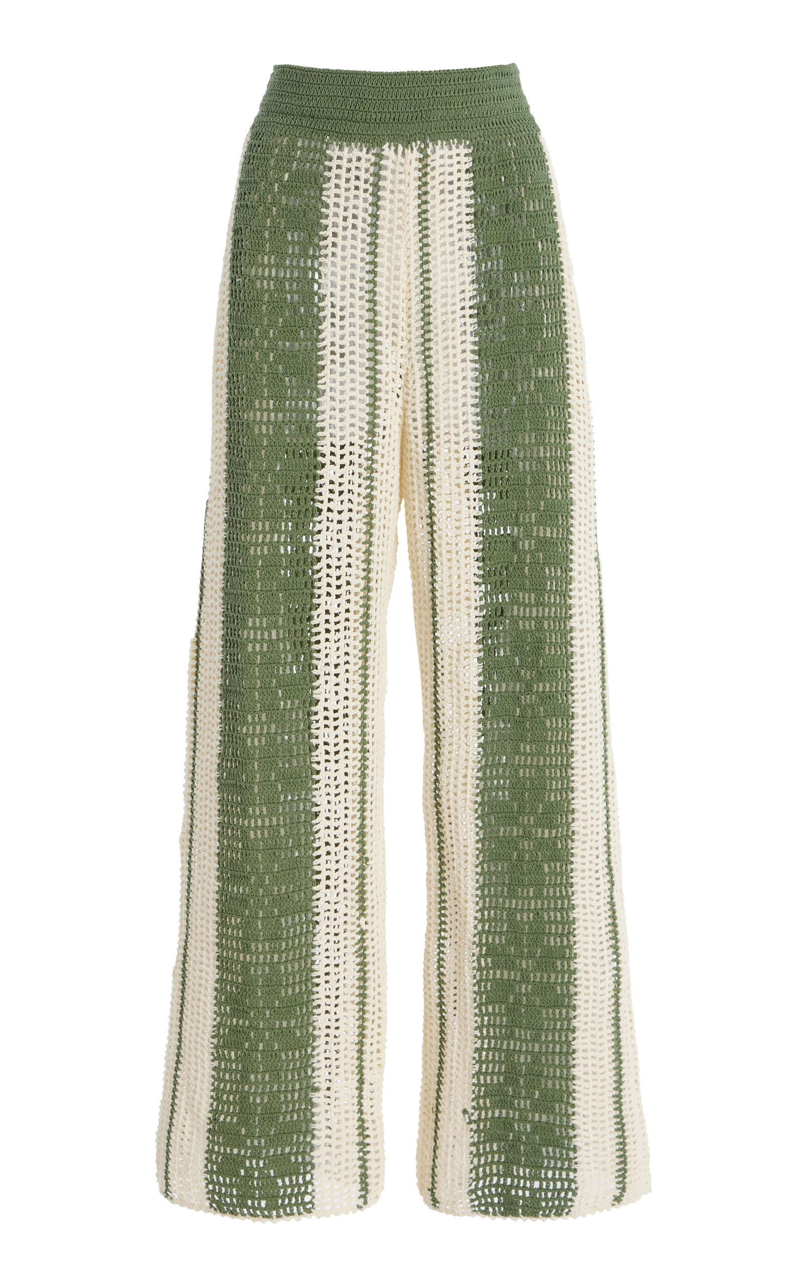 All That Remains Exclusive Jess Lace-detailed Crocheted-cotton Pants In Green