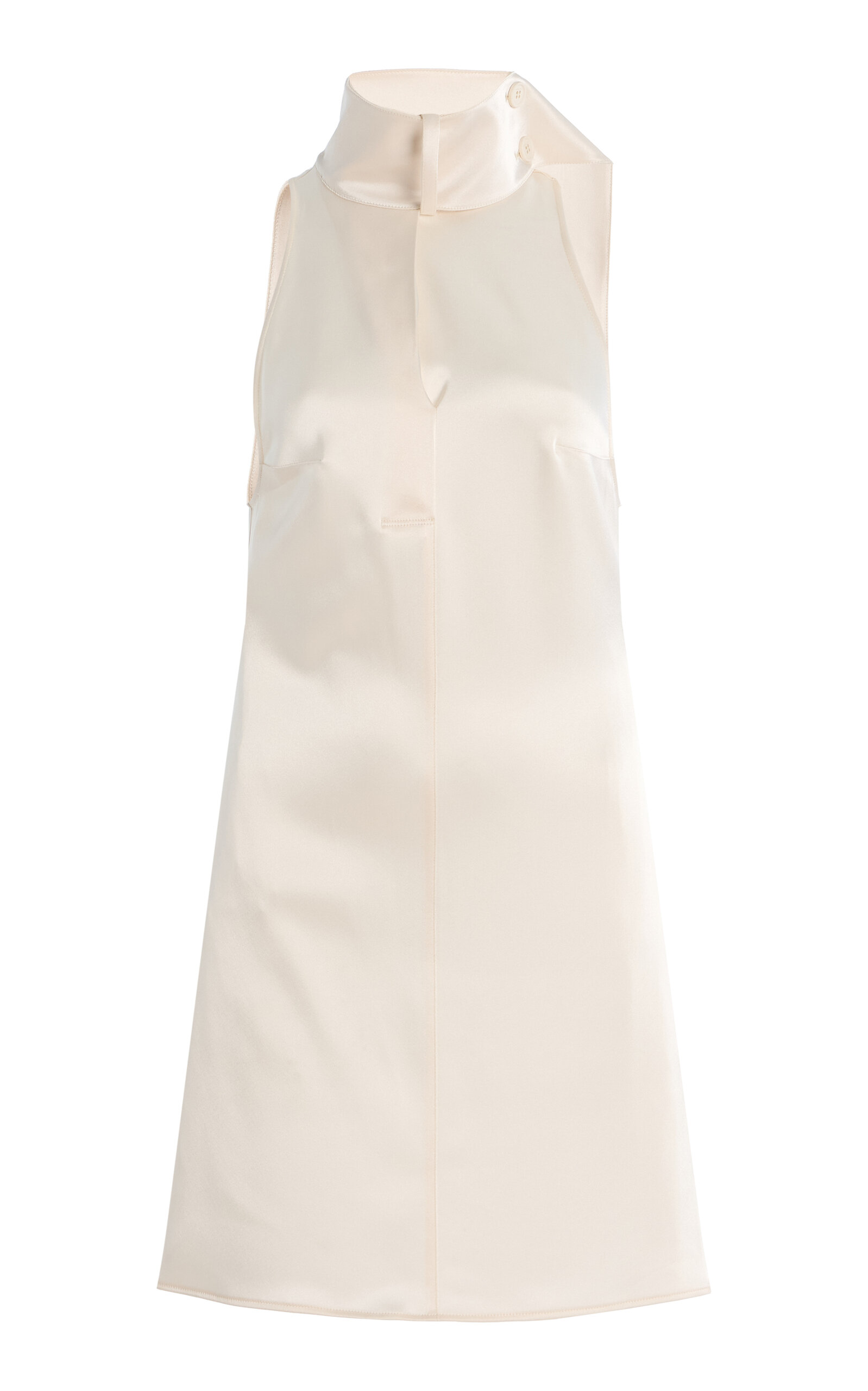 Shop Courrèges Scarf-neck Satin Mini Dress In Ivory