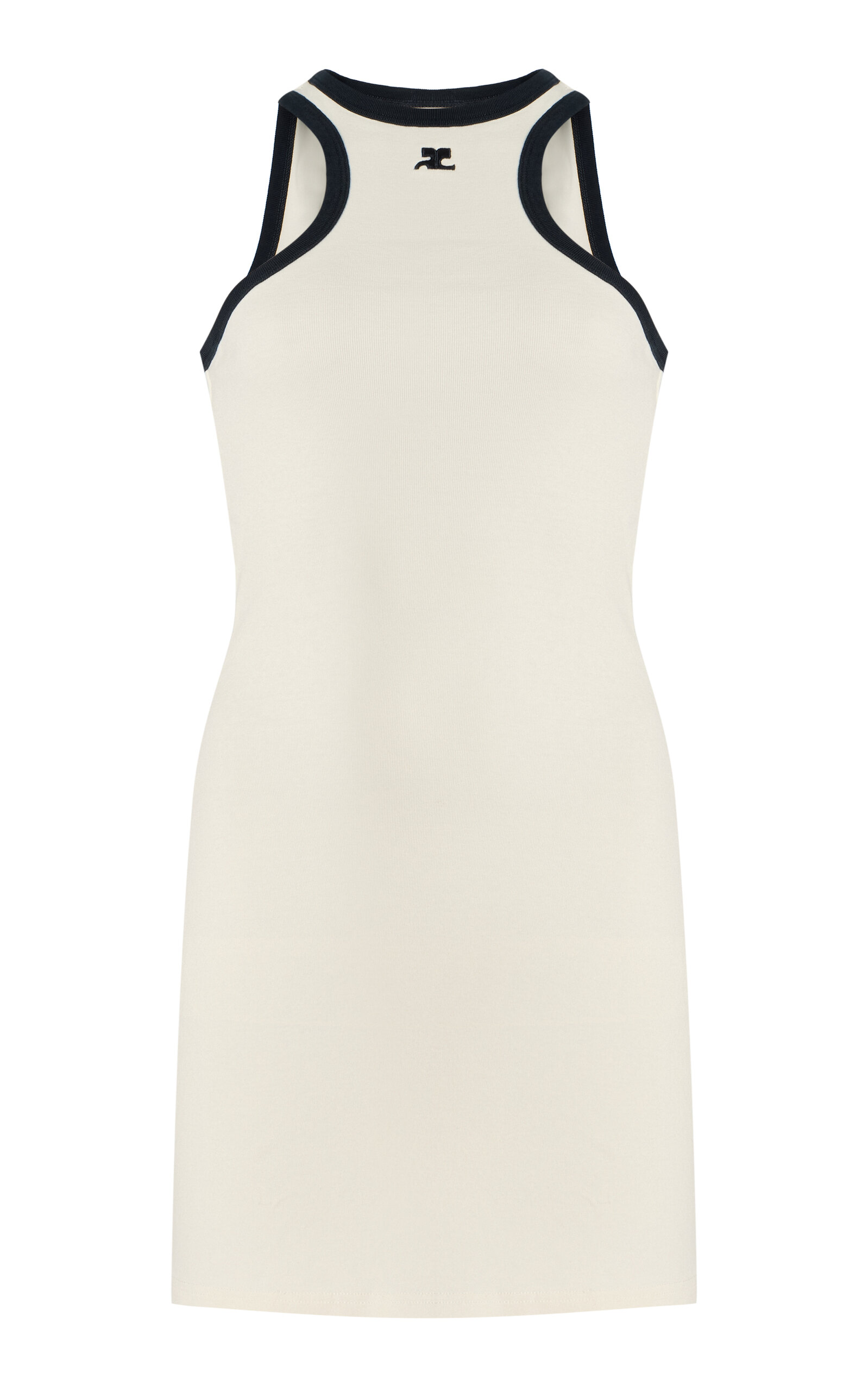 Courrèges White Mini Dress With Navy Blue Trim