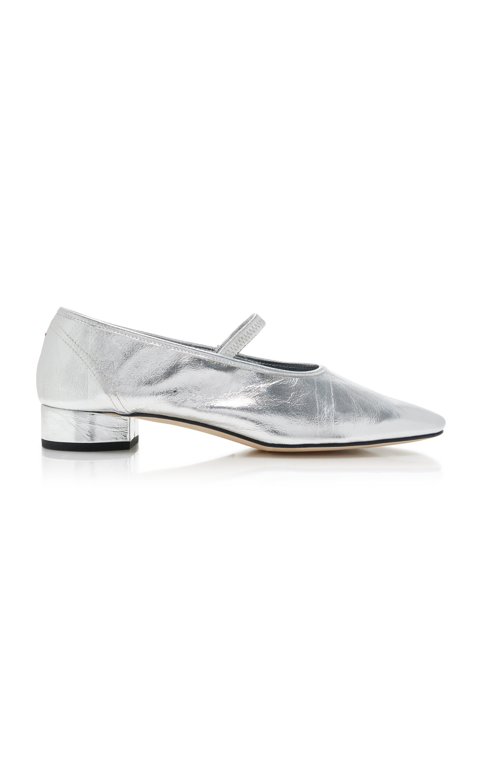 Shop Aeyde Pippa Crushed Metallic Leather Mary Jane Pumps In Silver