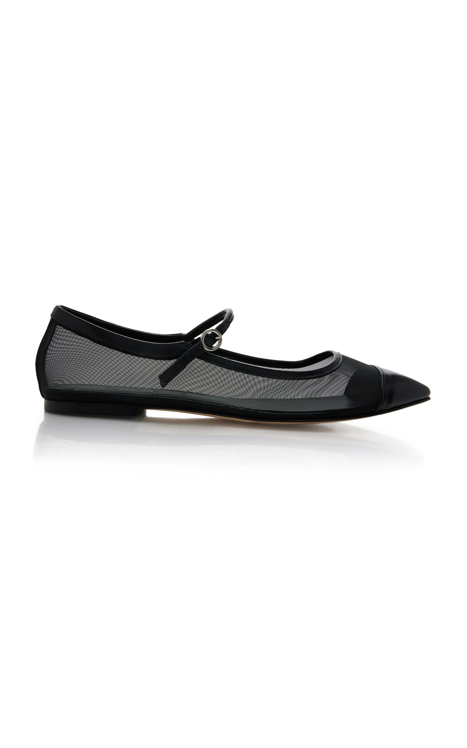 Aeyde Uma Mesh Mary Jane Flats - Black