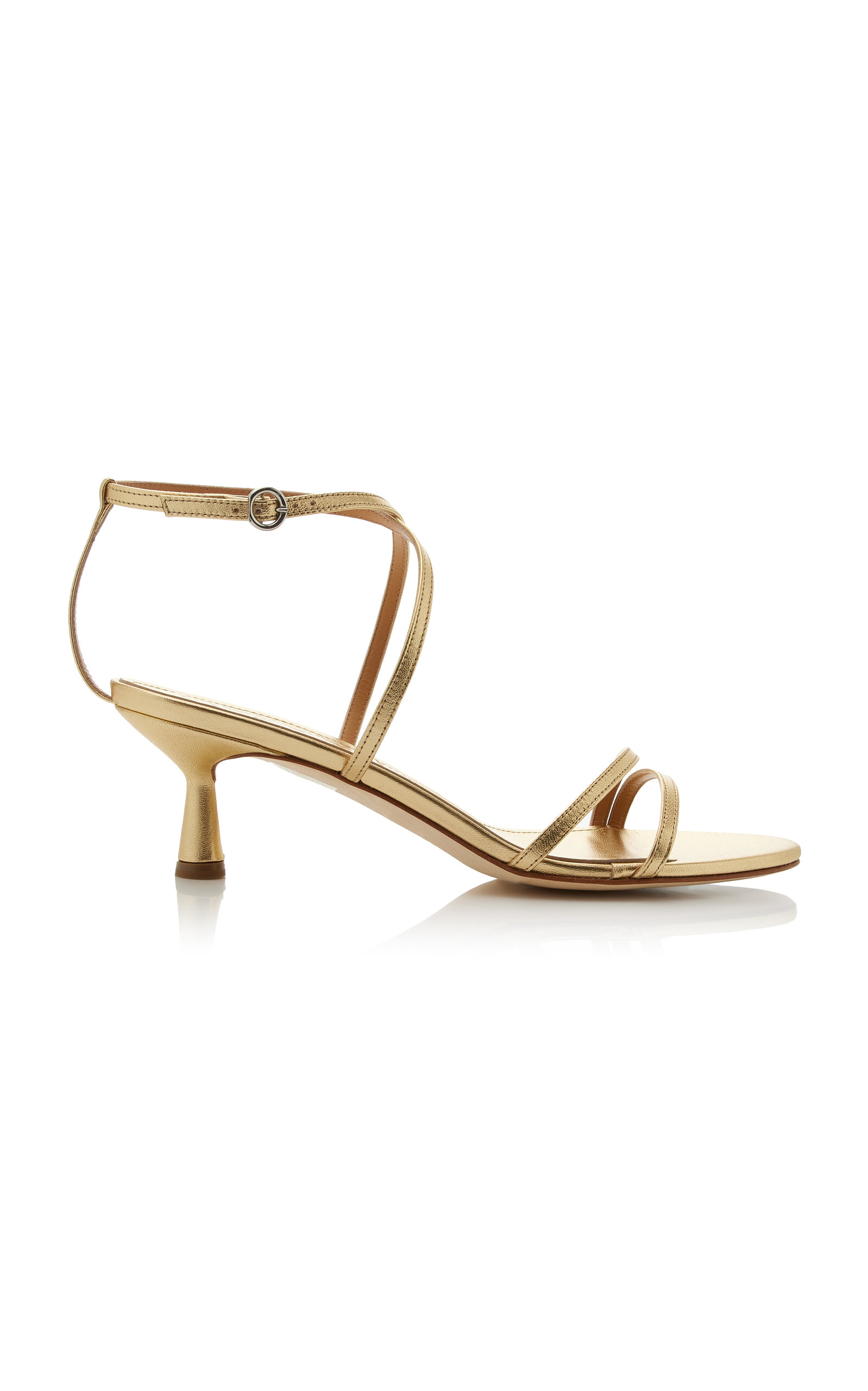 Aeyde Maeve Metallic Leather Sandals - Gold - Women's Shoes