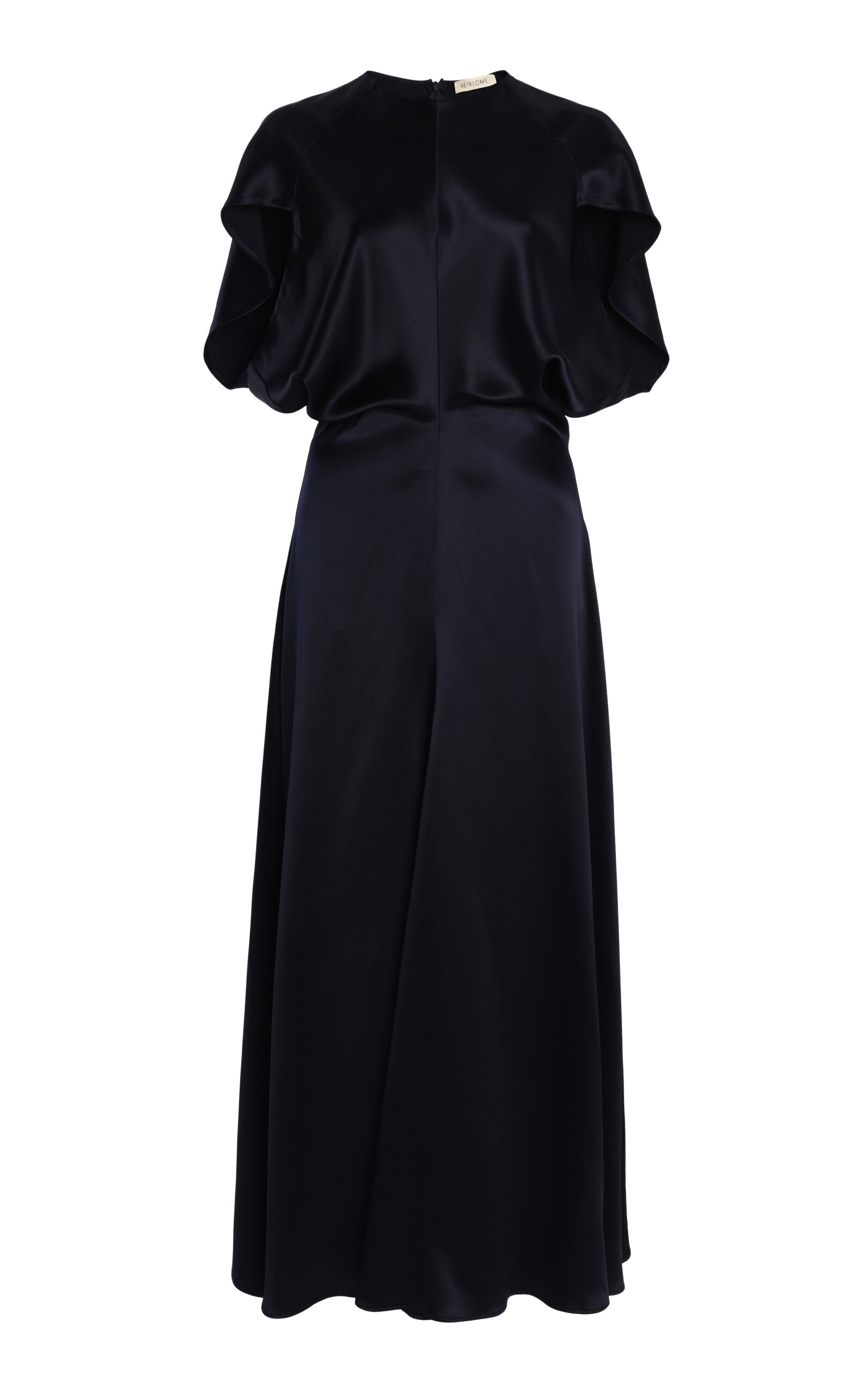 Heirlome Anais Draped Silk Maxi Dress - Navy