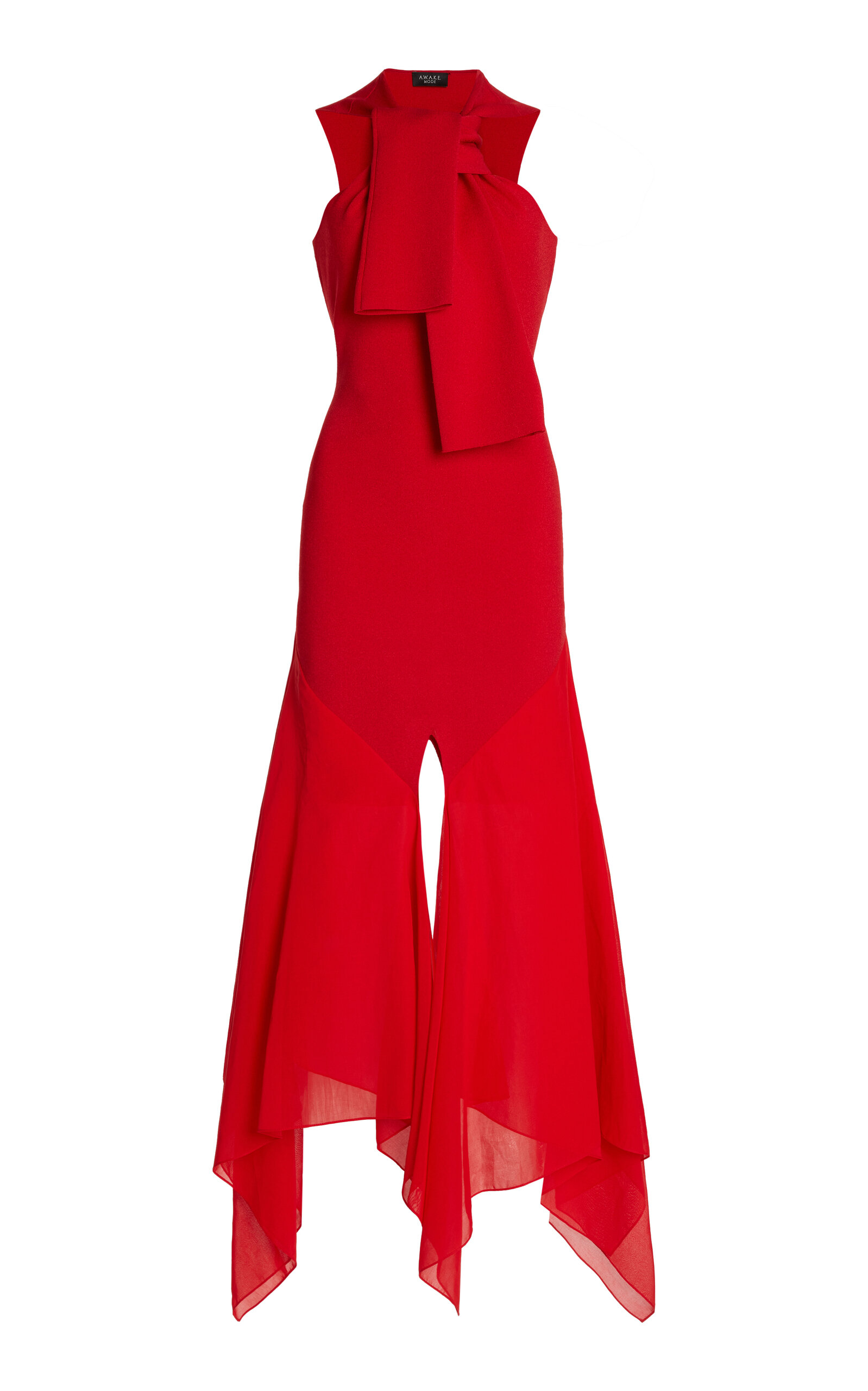 A.w.a.k.e. A. W.a. K.e. Mode Asymmetric Halterneck Midi Dress In Red