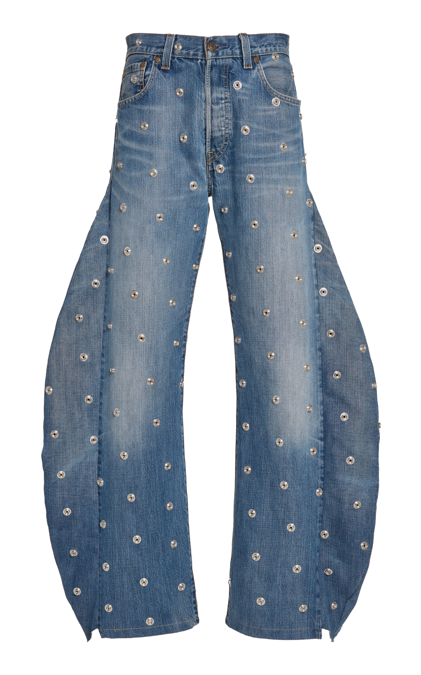 A.W.A.K.E. STUDDED RIGID LOW-RISE BALLOON JEANS 