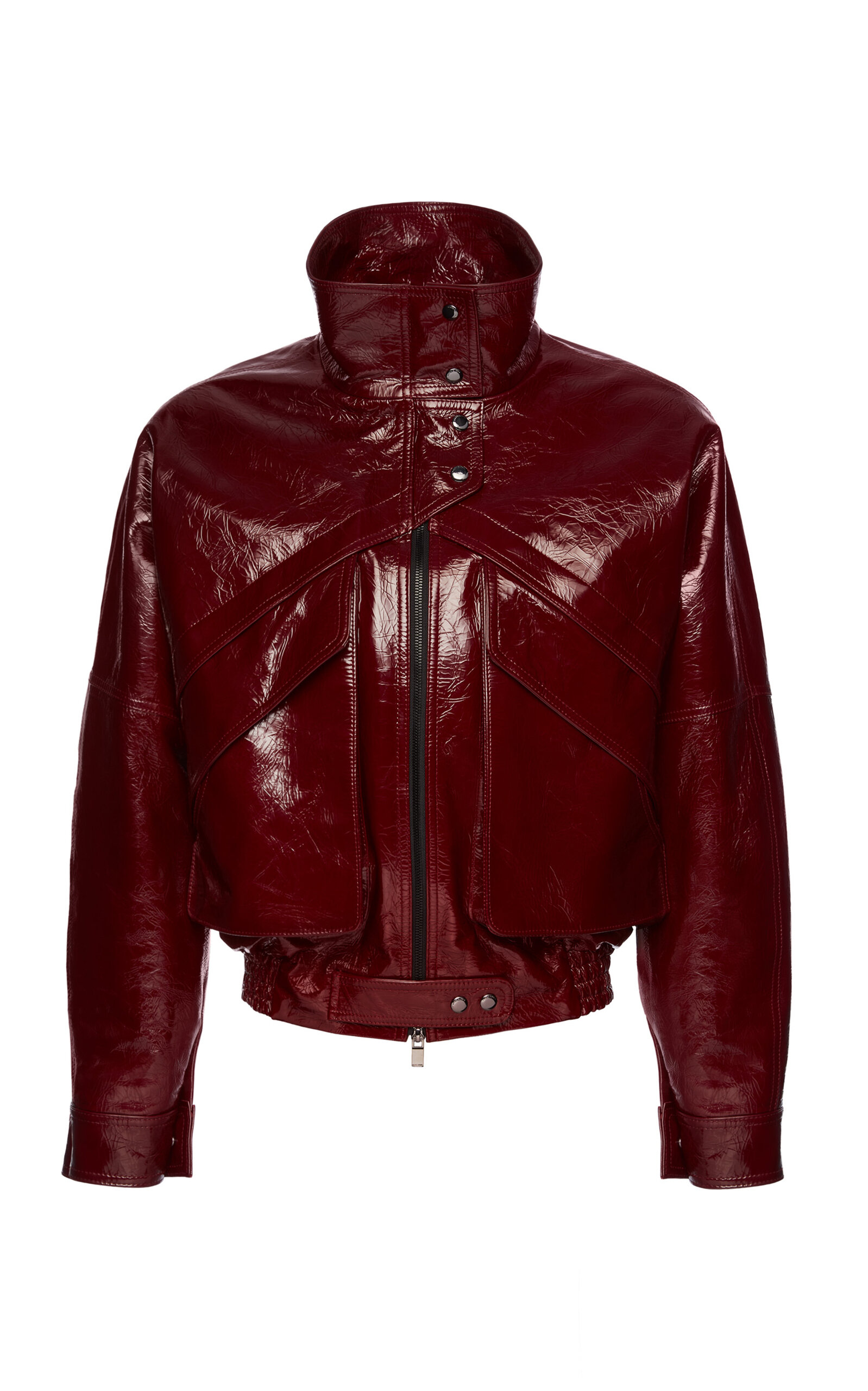 Magda Butrym Cropped Patent Leather Jacket - Burgundy