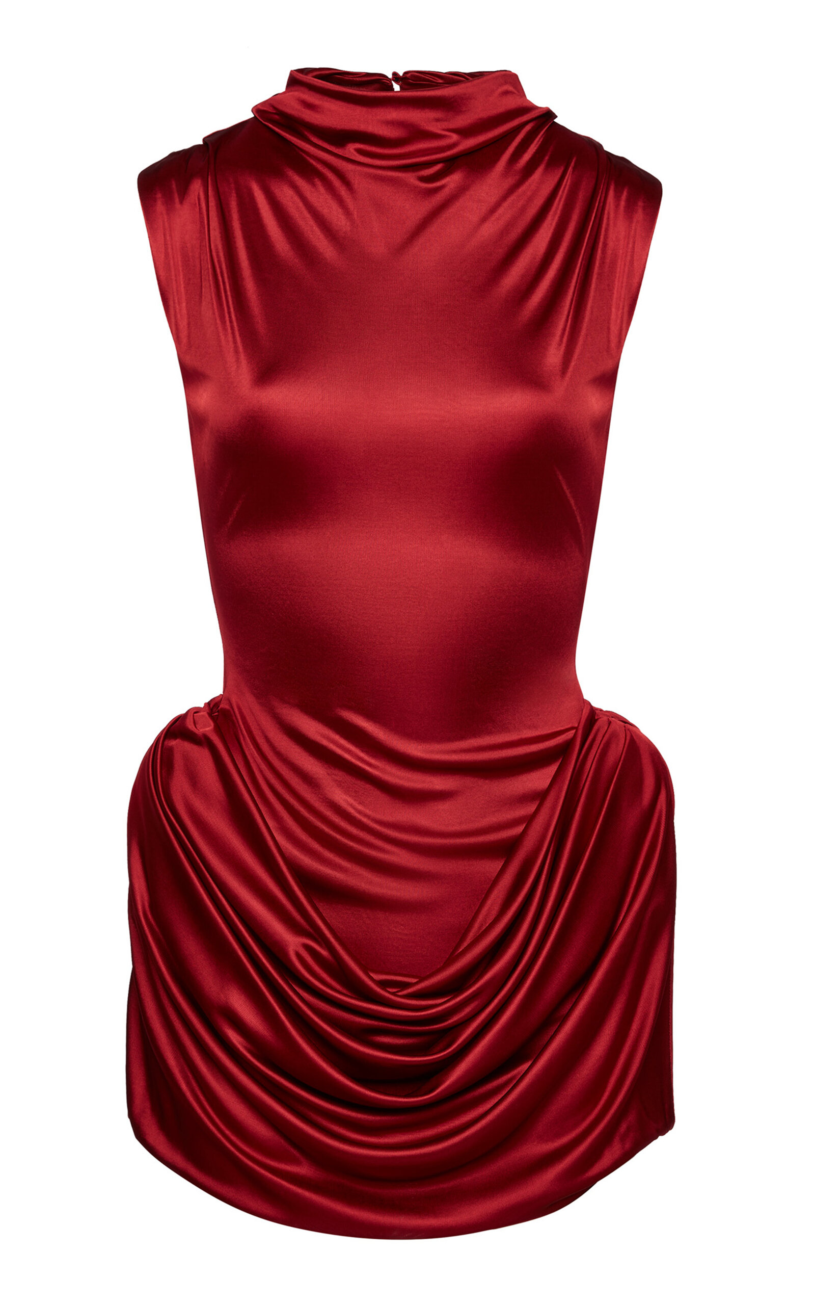Magda Butrym Draped Satin-jersey Mini Dress In Red