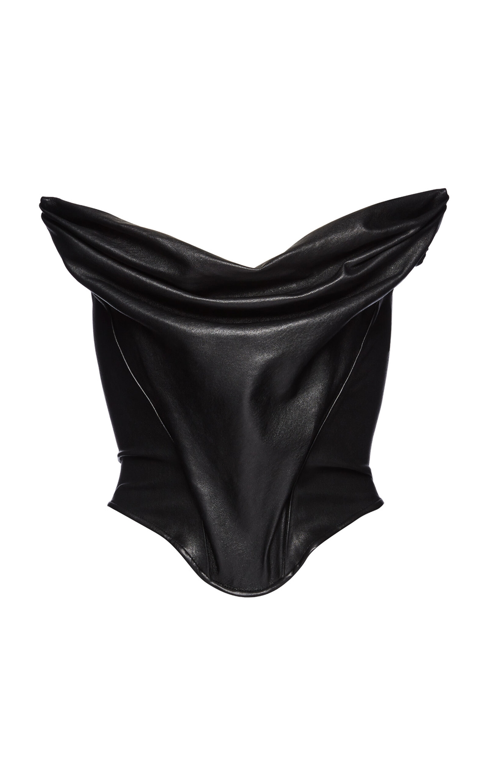 Magda Butrym Strapless Leather Corset Top - Black