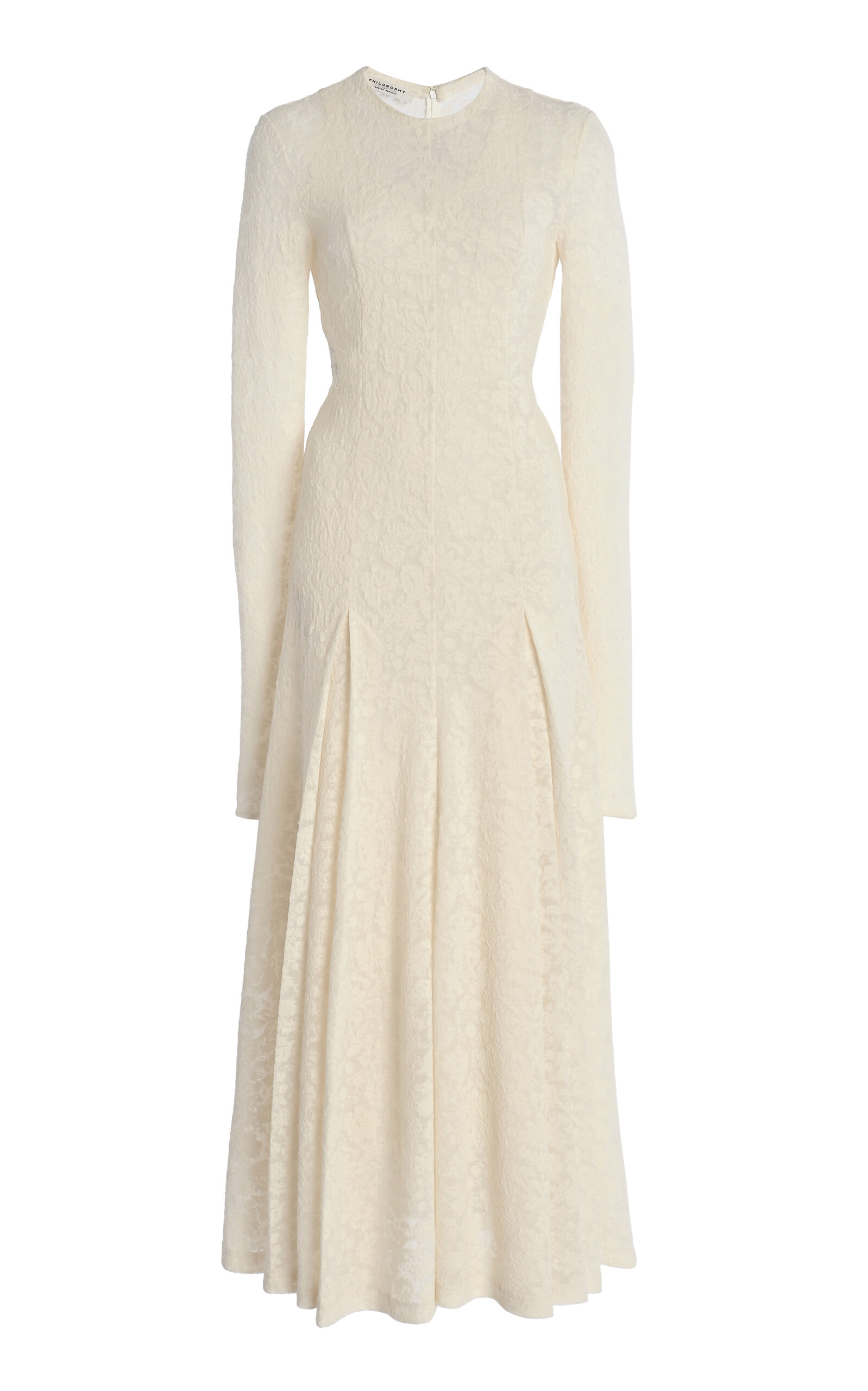 Philosophy Di Lorenzo Serafini Wool-blend Lace Maxi Dress In Ivory