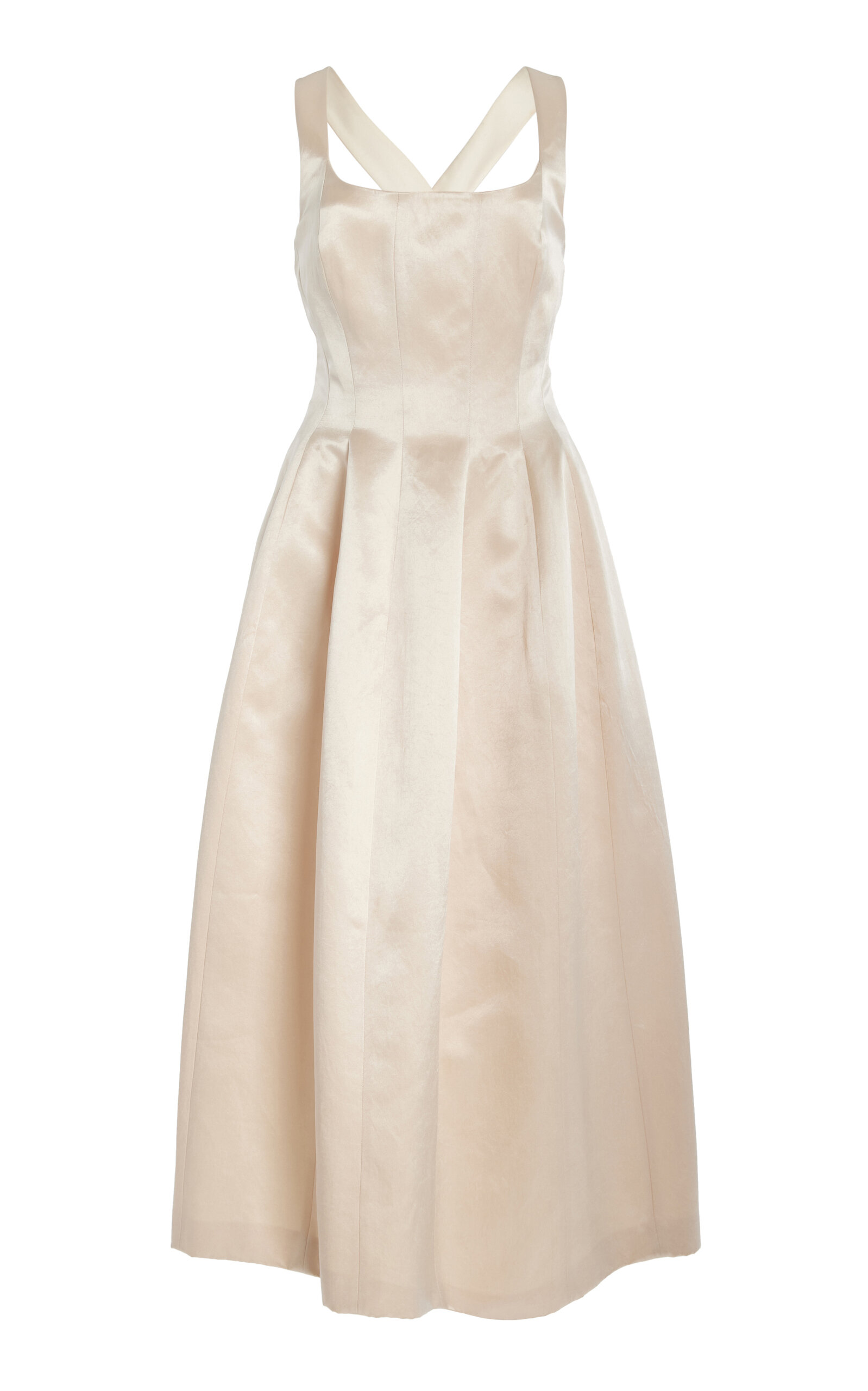 Philosophy Di Lorenzo Serafini Duchesse Satin Corset Midi Dress In Ivory