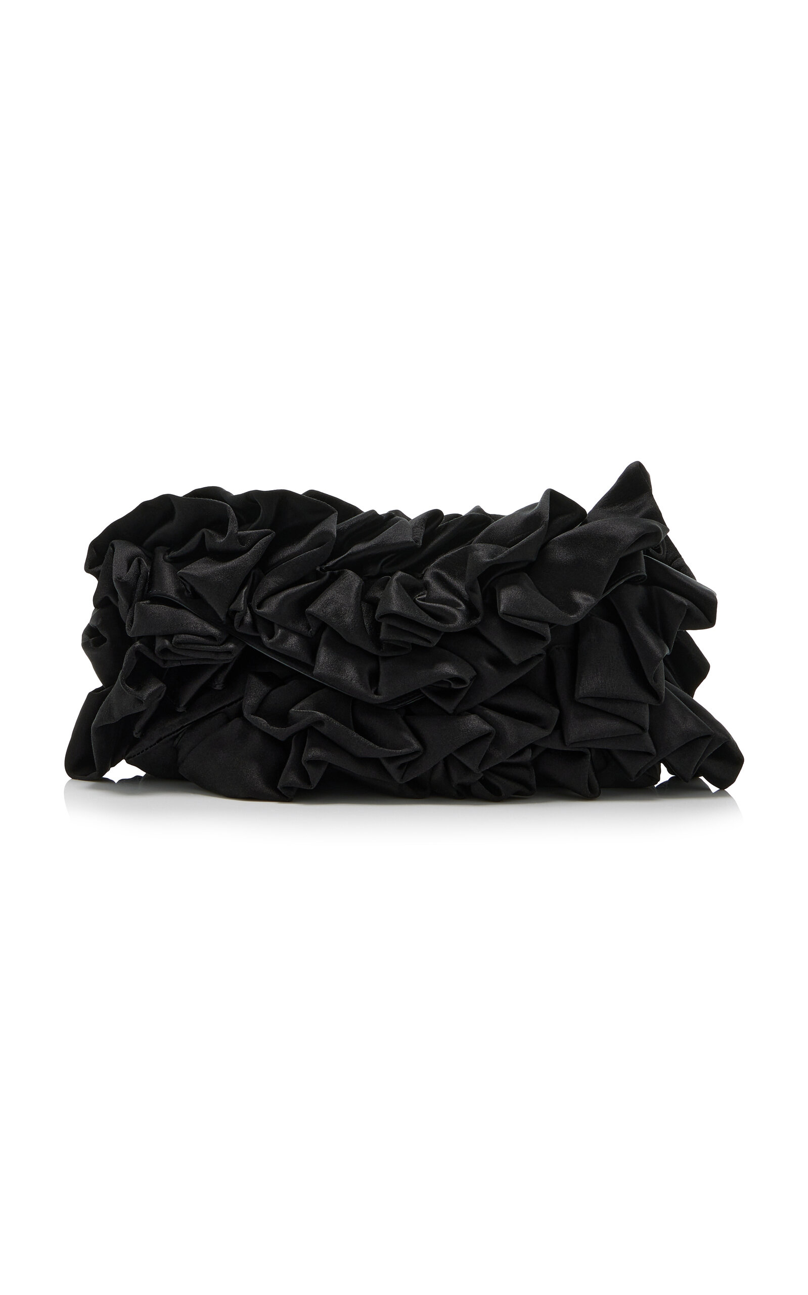 Ruffled Satin Envelope Clutch