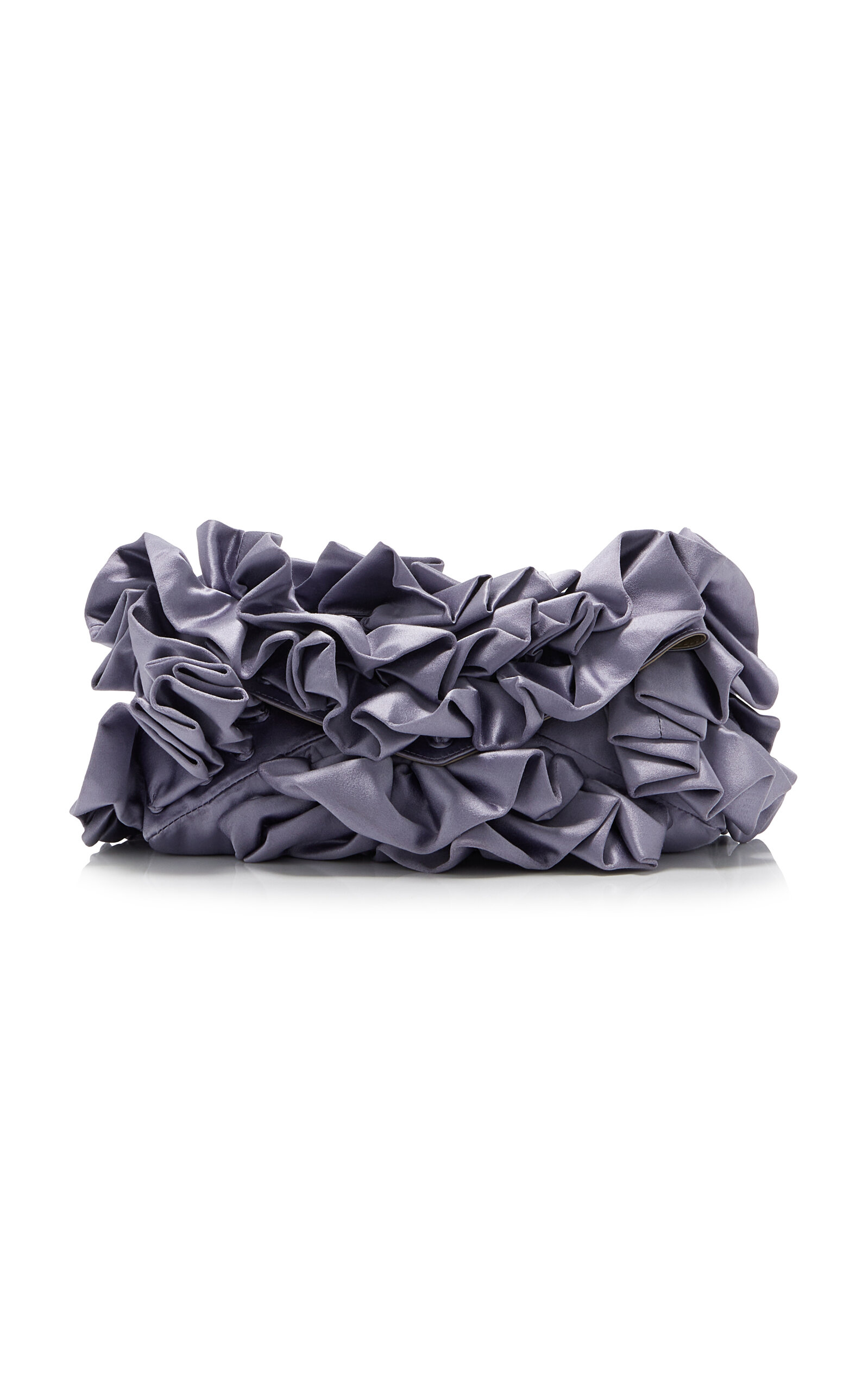 Ruffled Satin Envelope Clutch