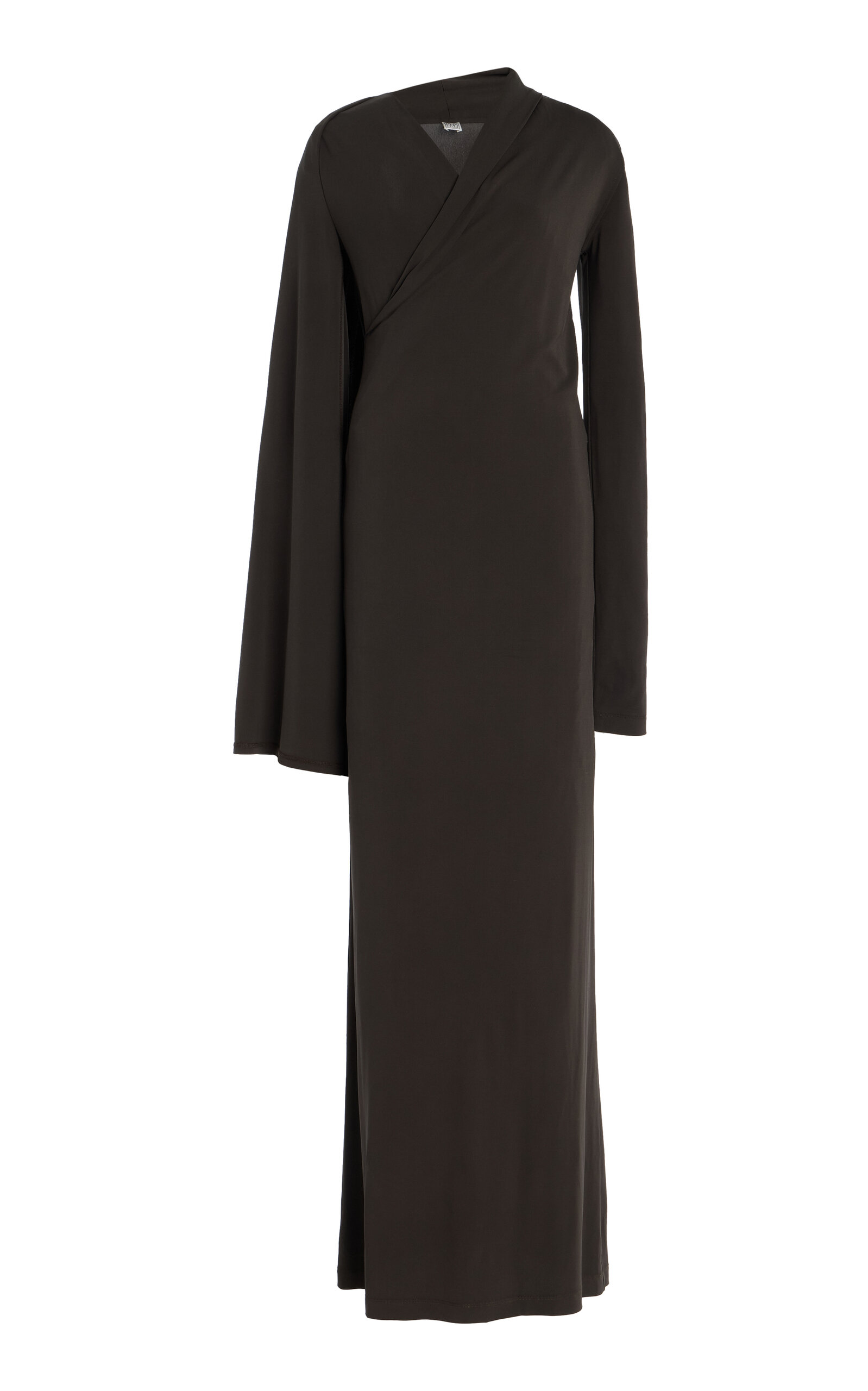 Totême Draped Jersey Maxi Wrap Dress In Black