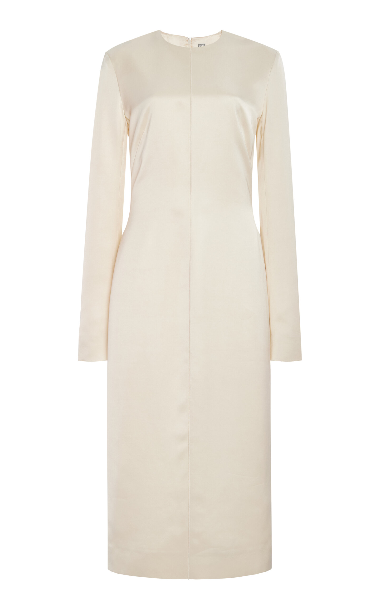 Totême Lean Satin Midi Dress In Ivory