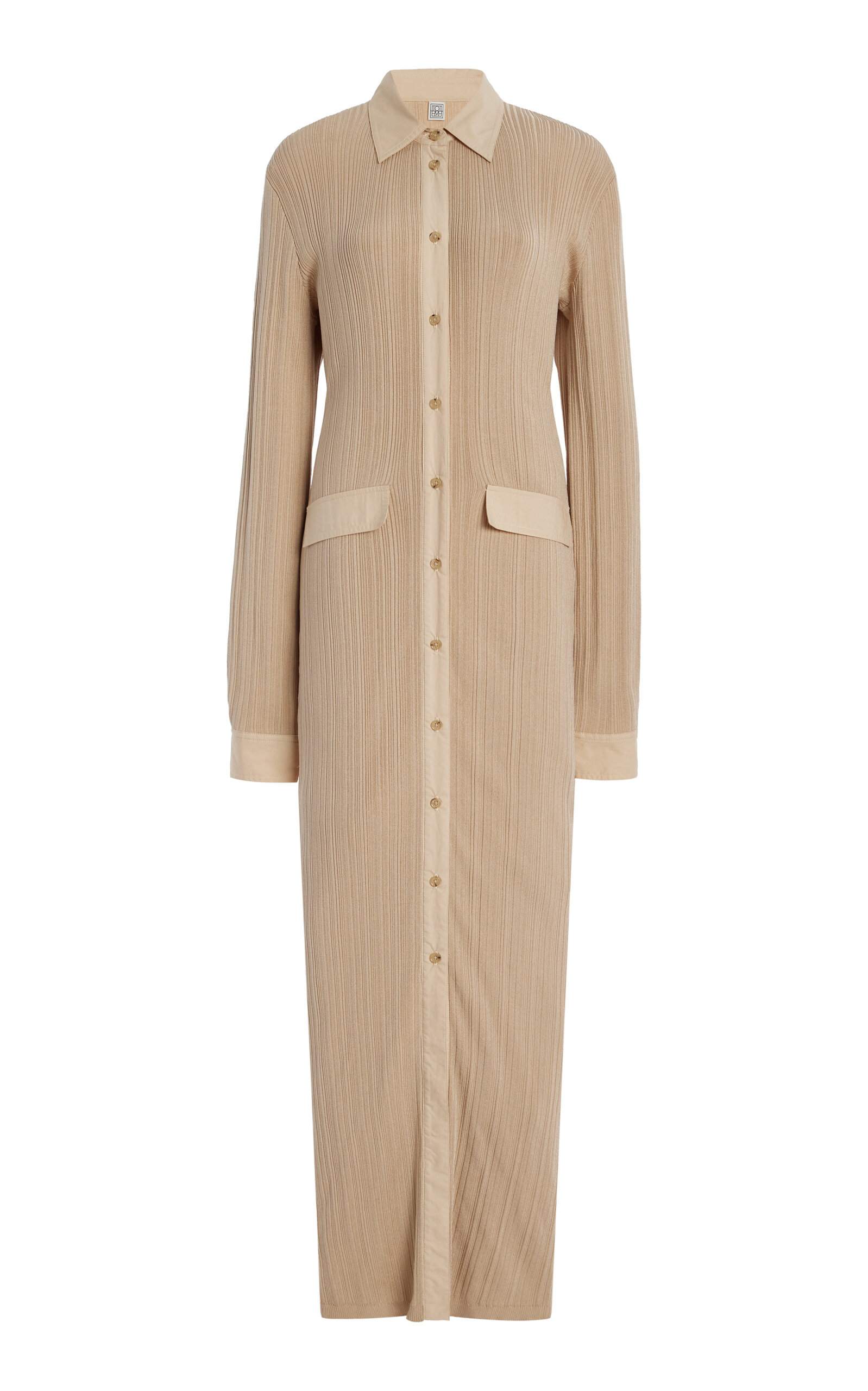 Toteme Buttoned Knit Maxi Shirt Dress - Ivory