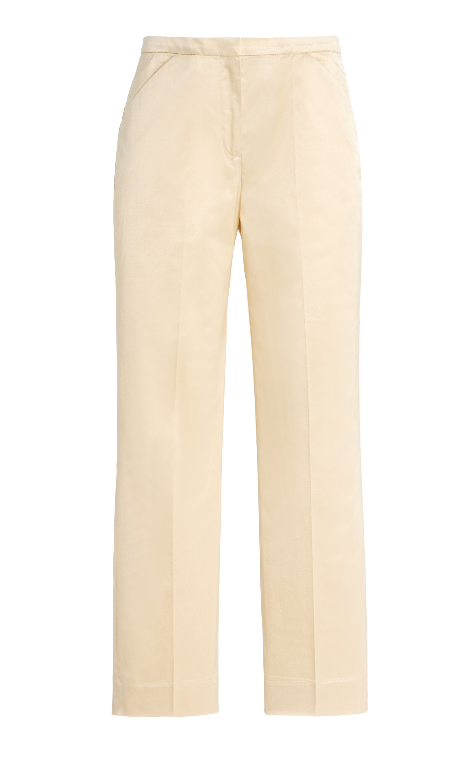 Toteme Cropped Cotton-Blend Straight-Leg Pants - Ivory - Women's Clothing