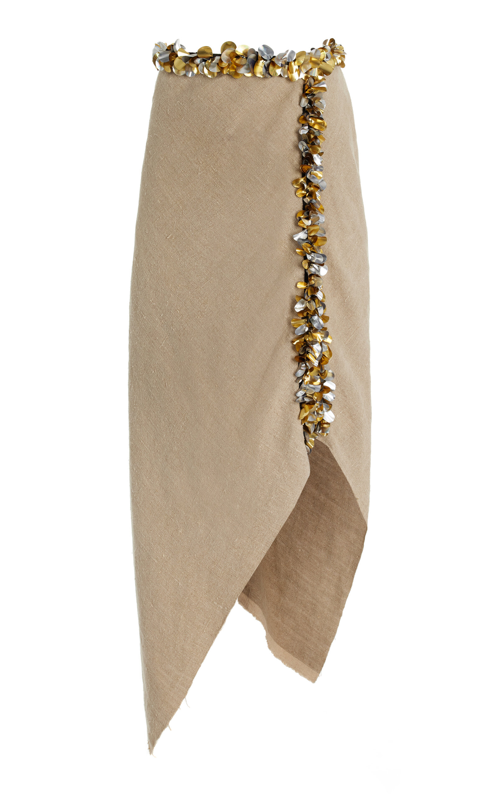 Darliston Embellished Linen Midi Skirt