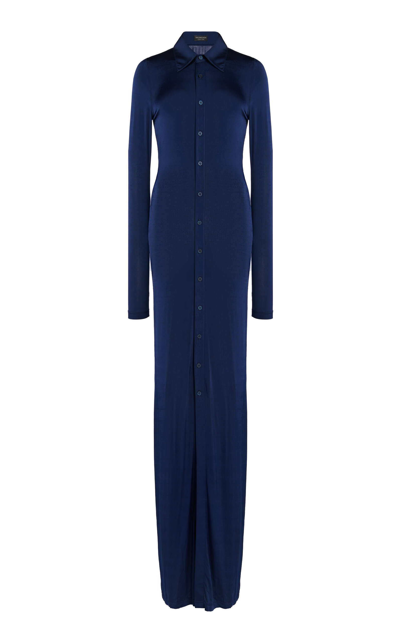 Balenciaga Button-Front Jersey Maxi Dress - Blue - Women's Clothing