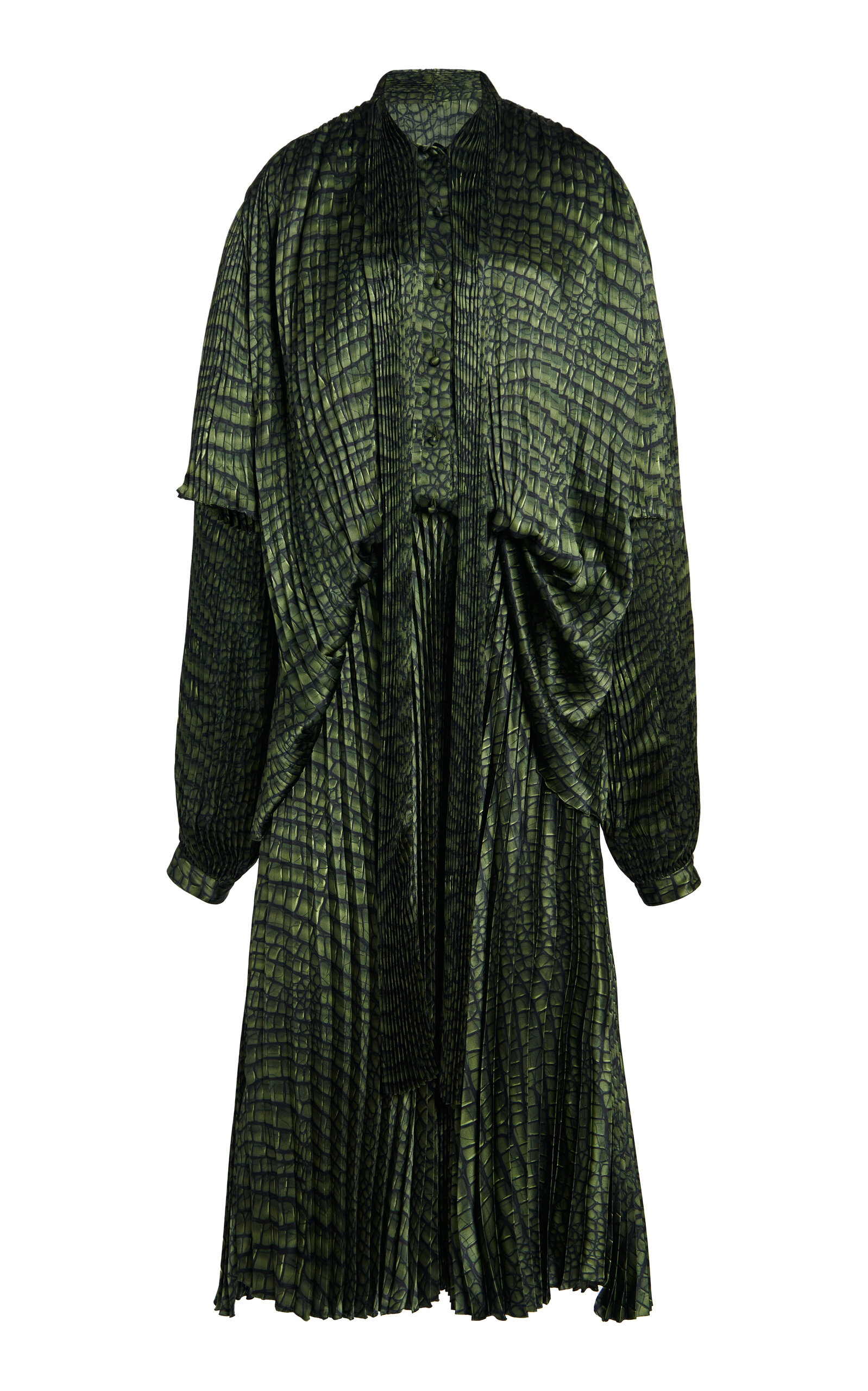 Balenciaga Draped Plissé Crepe Midi Dress - Women's Clothing