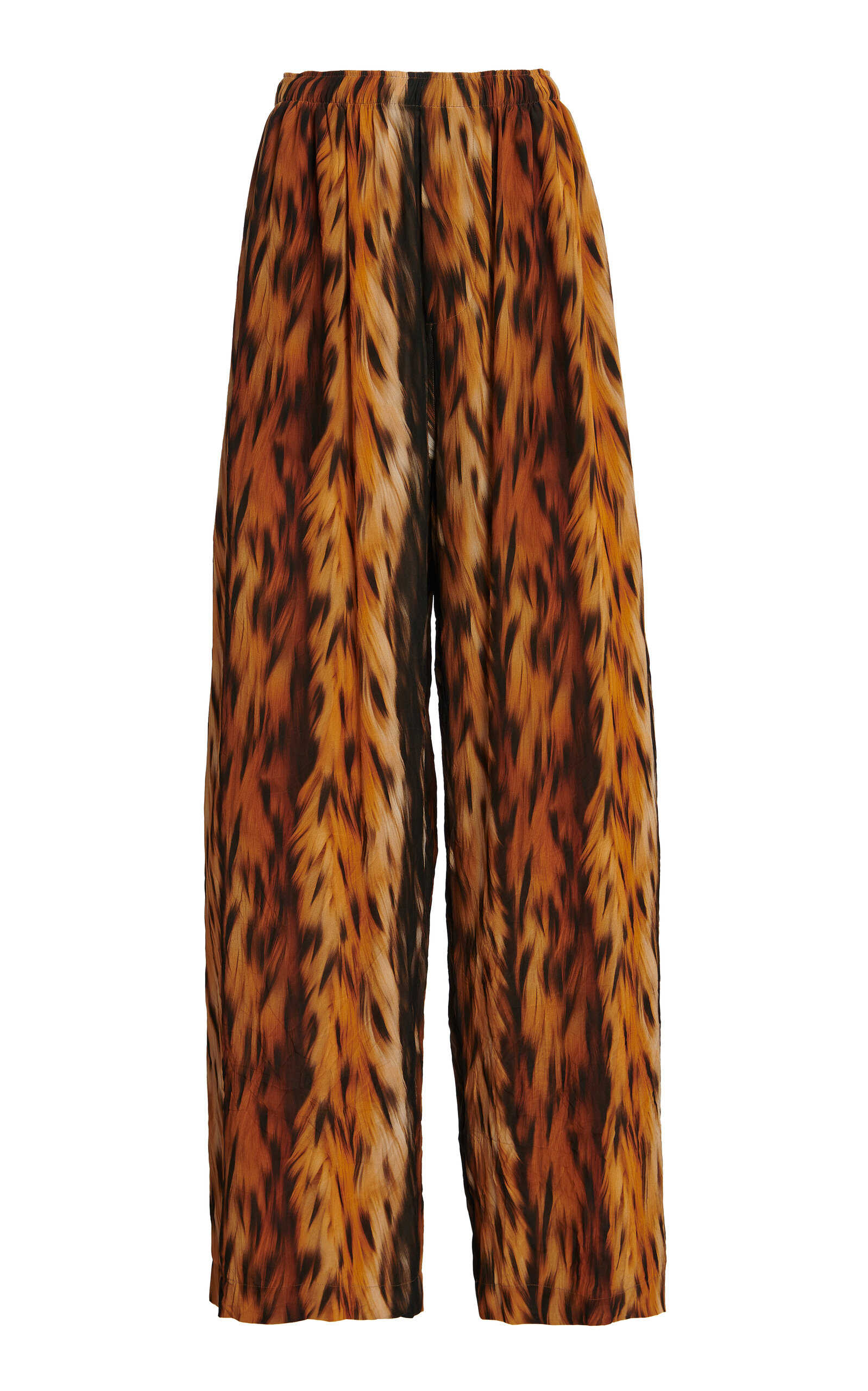 Balenciaga AI-Printed Silk Crepe Wide-Leg Pants