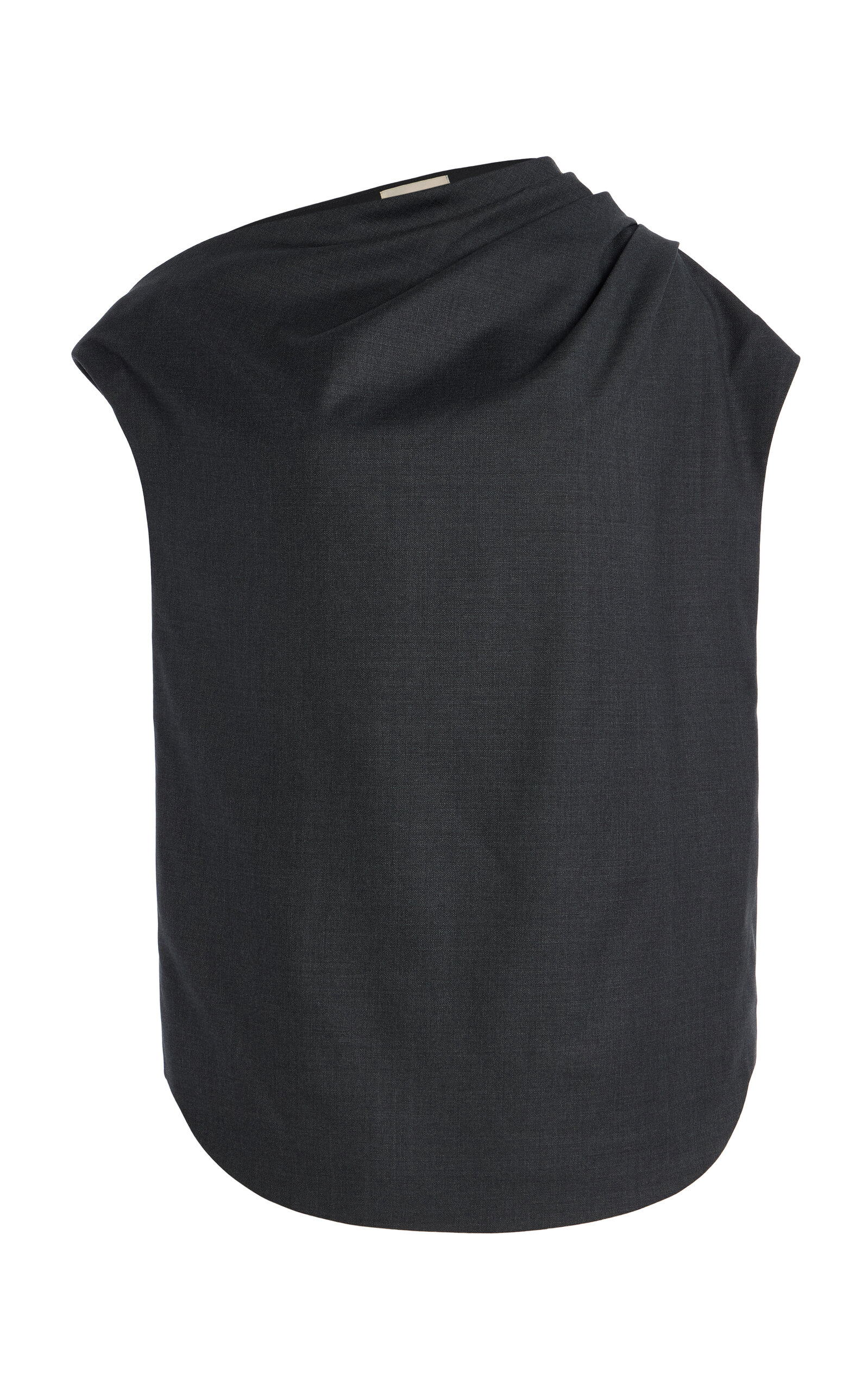 Loulou de Saison Lyra Draped Wool Top - Black