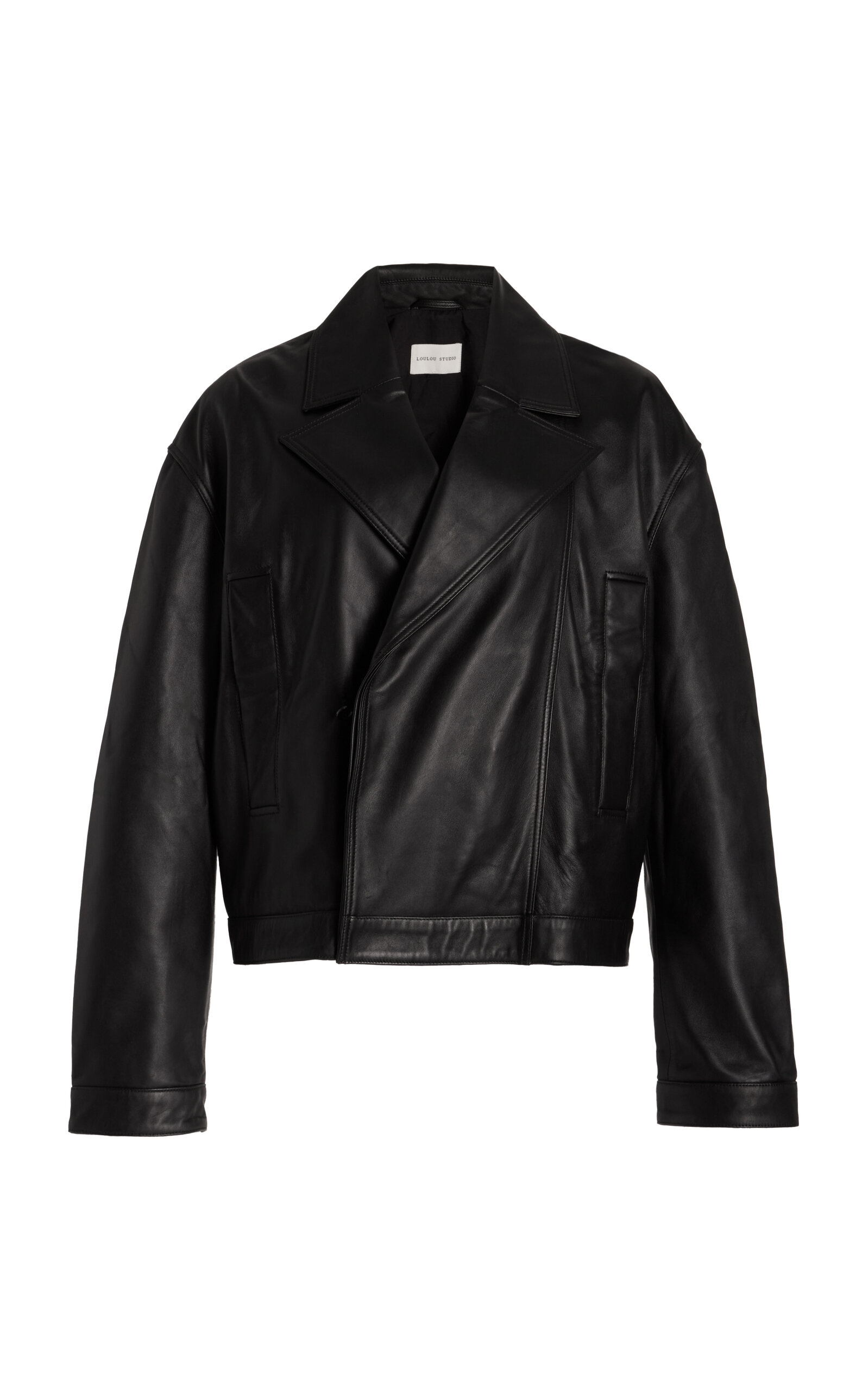 Loulou Studio Stovset Single-breasted Blazer In Black Leather In Black