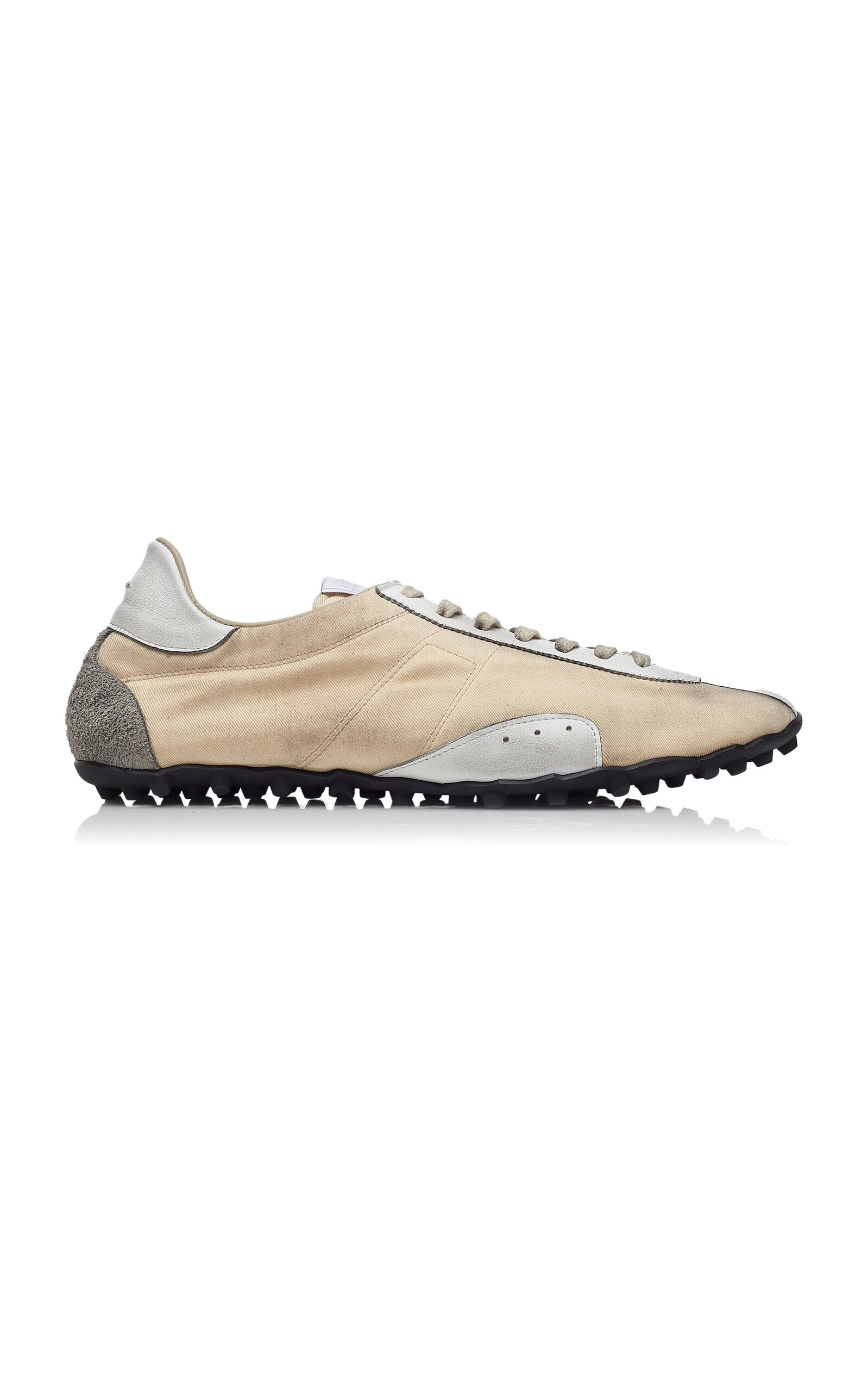 Maison Margiela Leather Lace-up Trainers Featuring Suede Accents In White