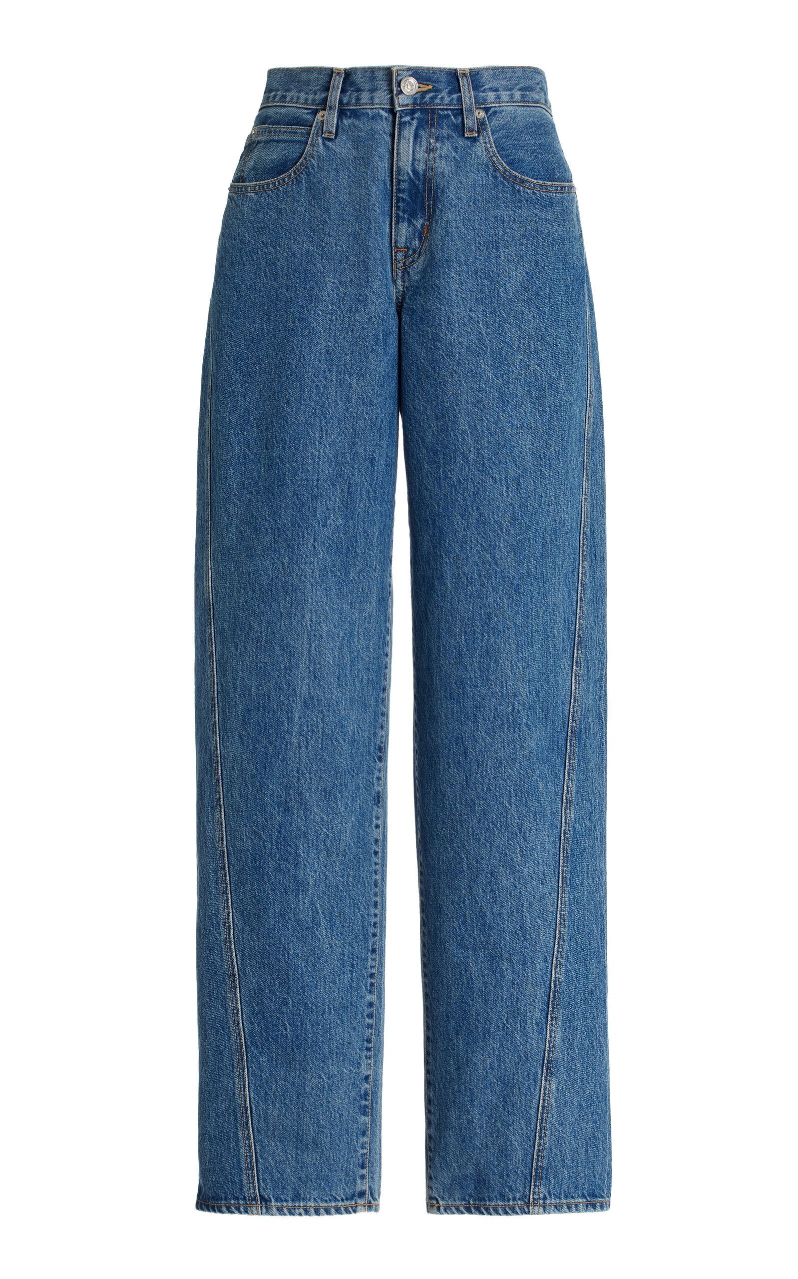 Shop Slvrlake Tess Long Rigid Low-rise Curve-leg Jeans In Medium Wash