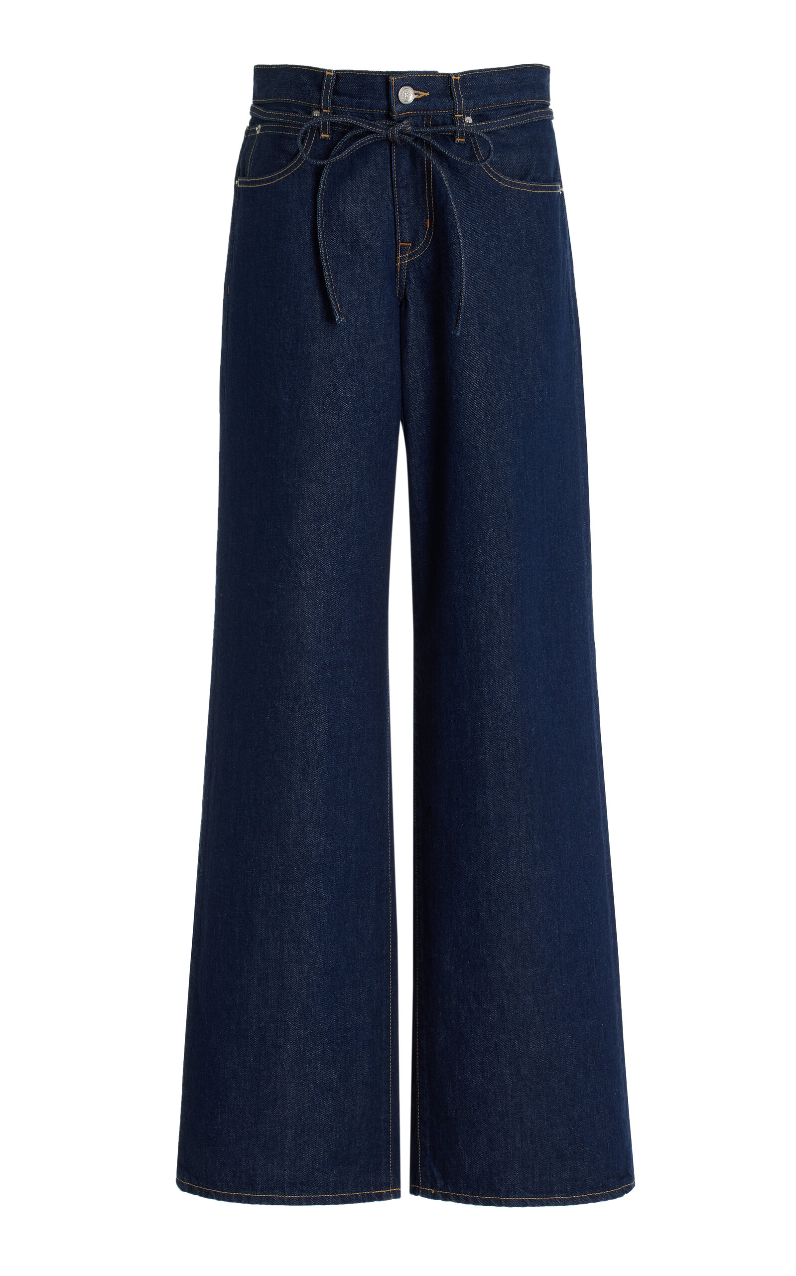 SLVRLAKE Mica Rigid Low-Rise Wide-Leg Jeans - Dark Wash