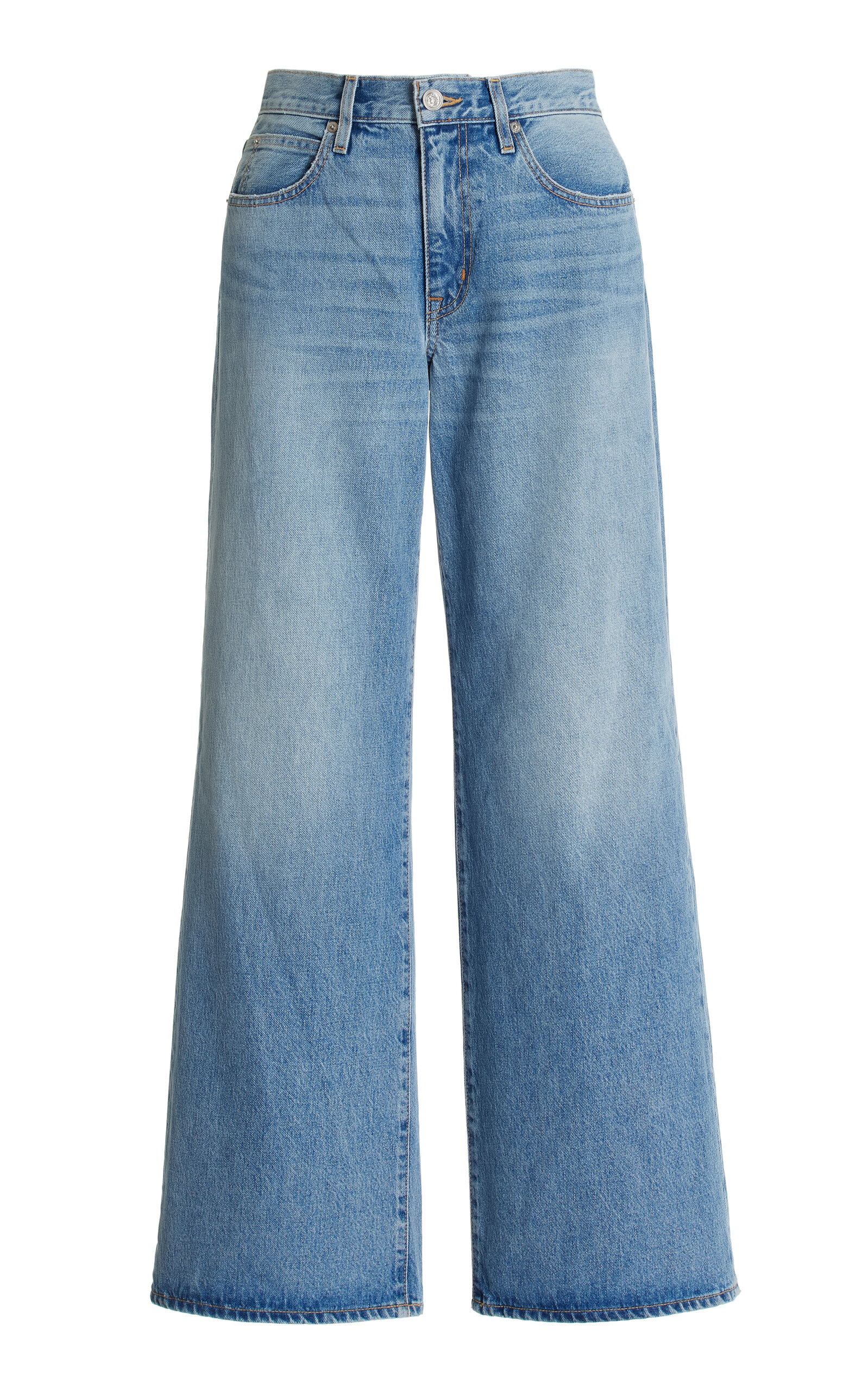 SLVRLAKE Selena Rigid Mid-Rise Wide-Leg Jeans - Light Wash