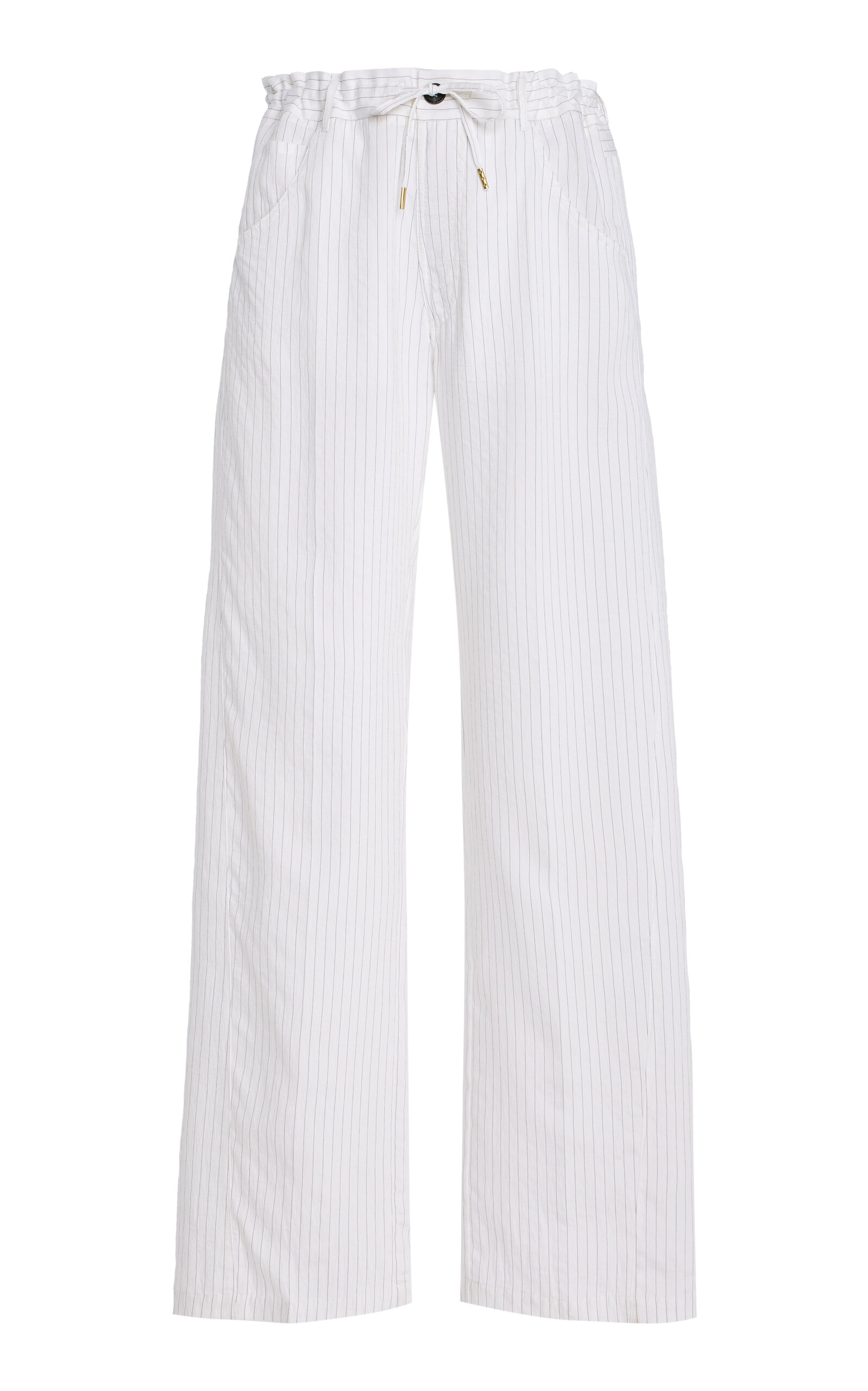 Shop Darkpark Iris Striped Modal Paper-bag Pants In Black,white