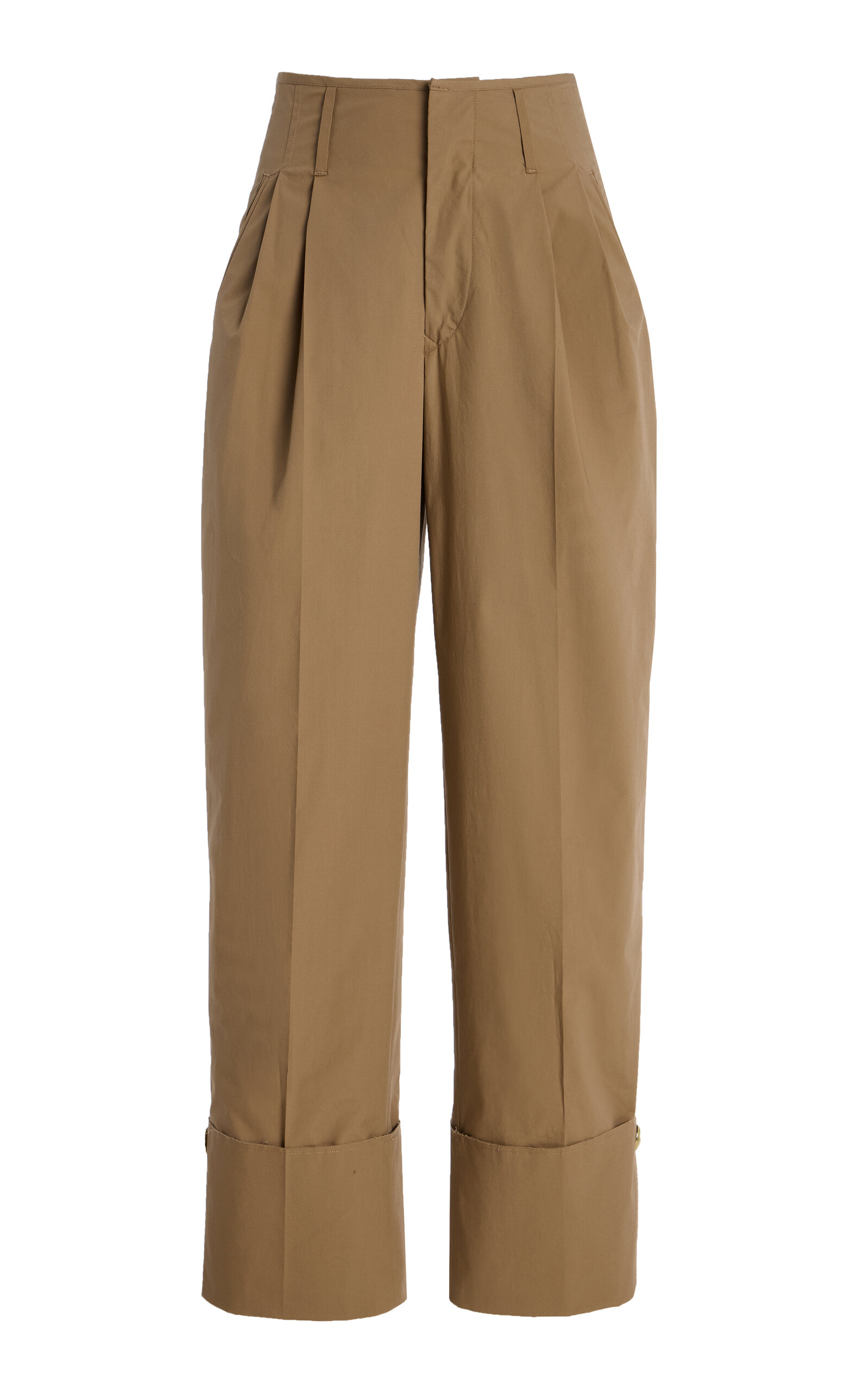 Shop Darkpark Diana High-rise Stretch-cotton Straight-leg Pants In Brown