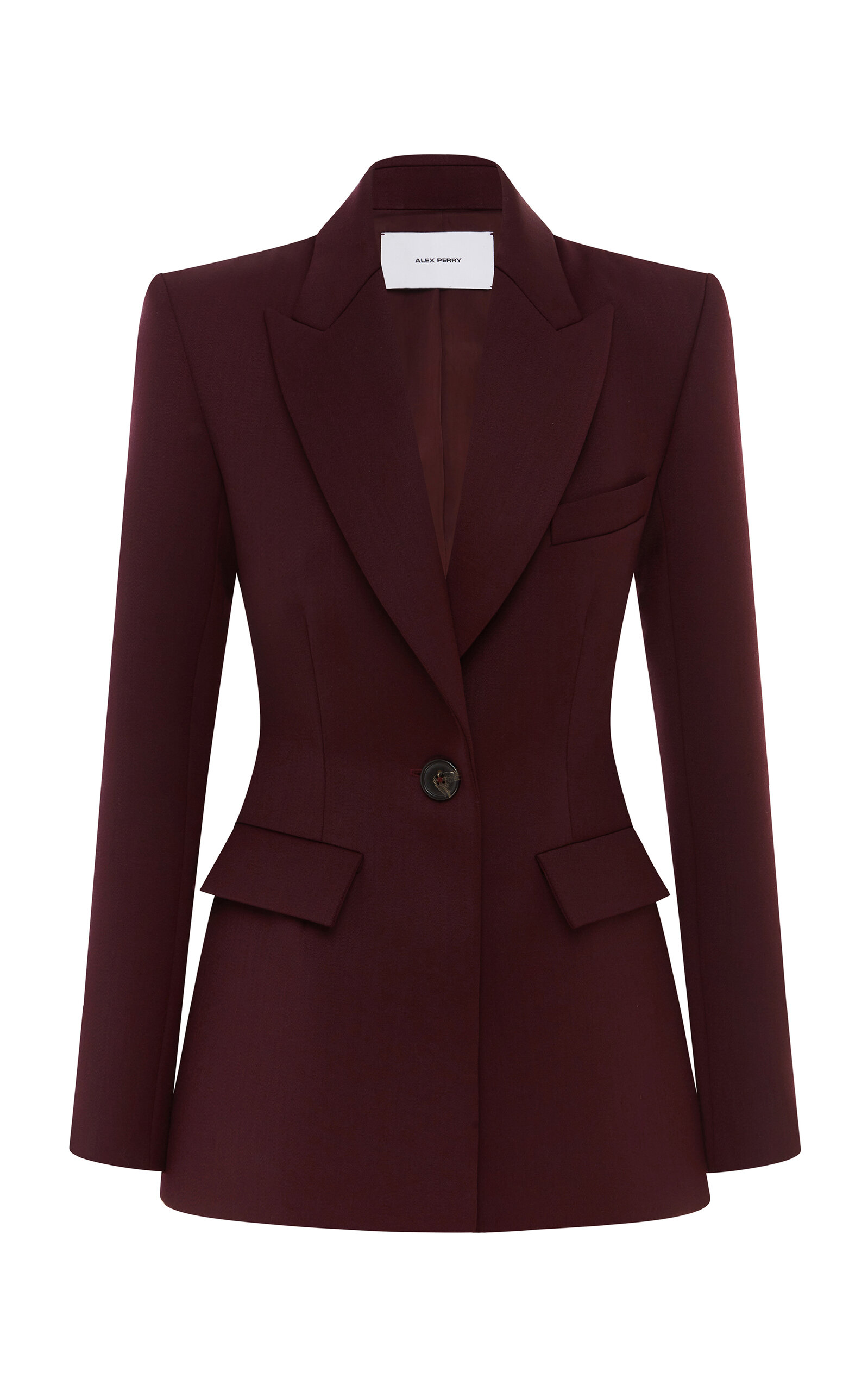 Alex Perry Fitted Wool Blazer - Burgundy