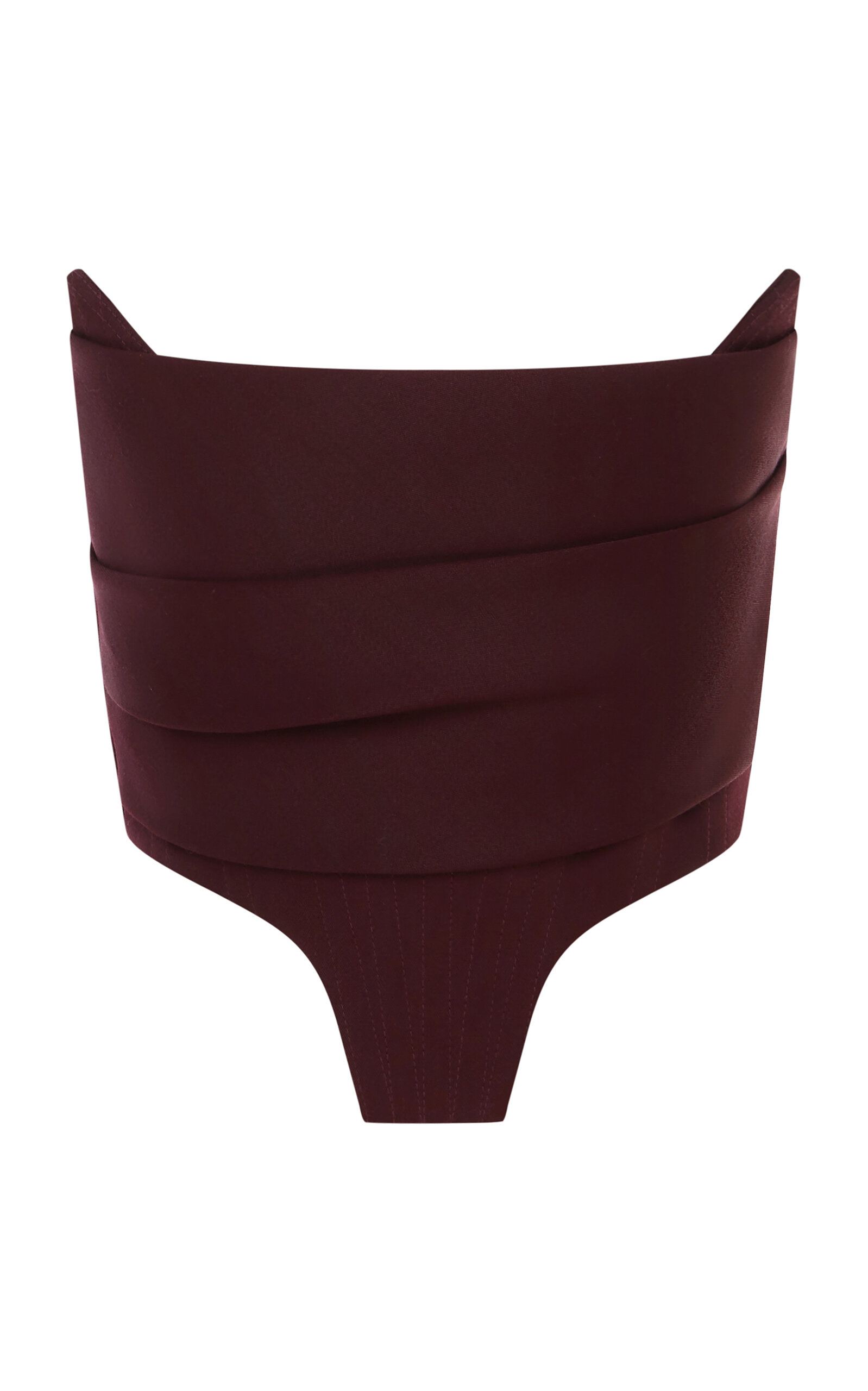 Strapless Longline Corset Top In Wool Suiting Dove Grey