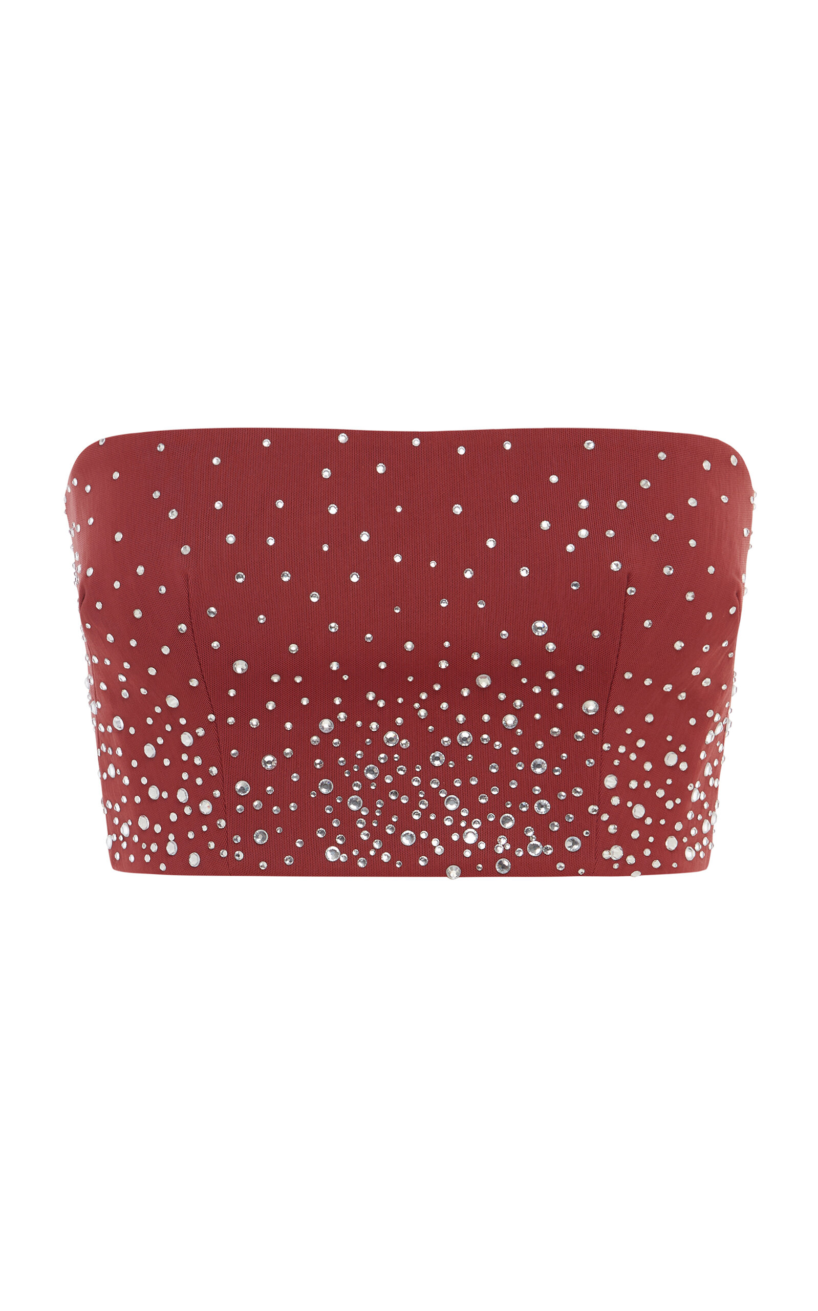 Alex Perry Crystal-embellished Power Mesh Crop Top In Red