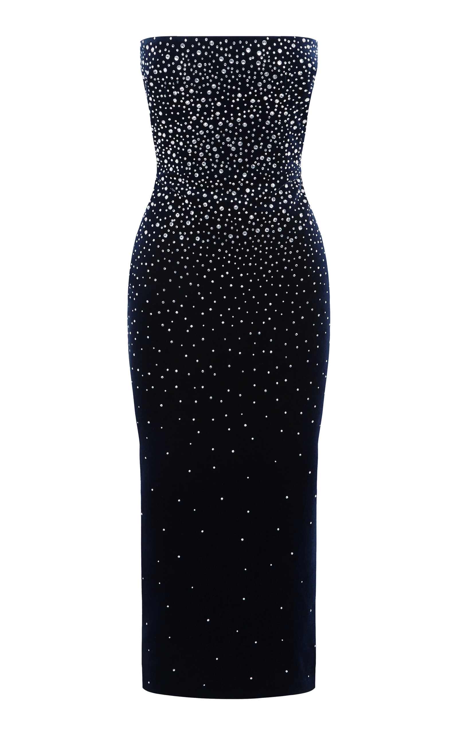 Alex Perry Crystal-Embellished Velvet Midi Dress - Navy