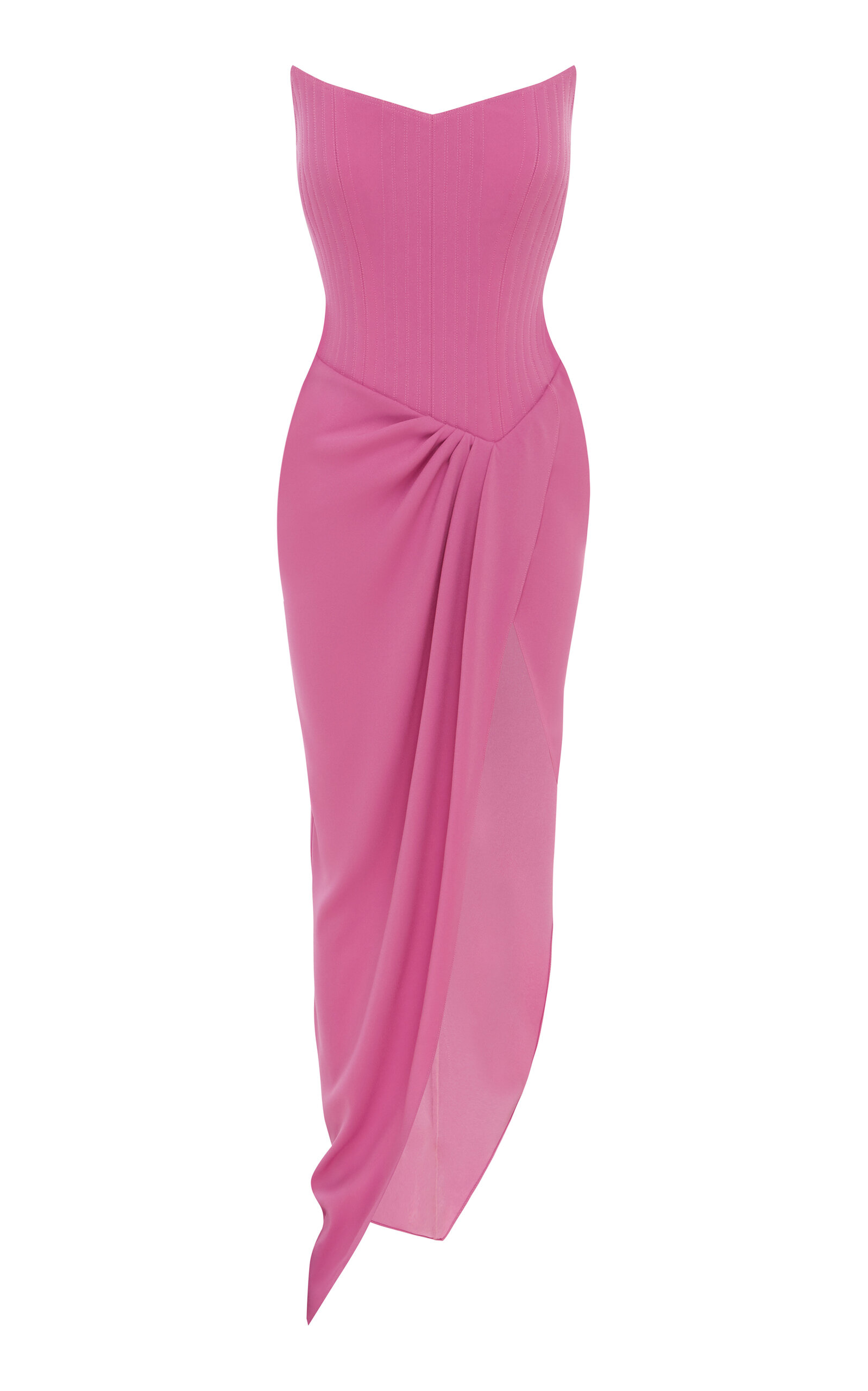Alex Perry Strapless Corset Asymmetrical Maxi Dress In Pink