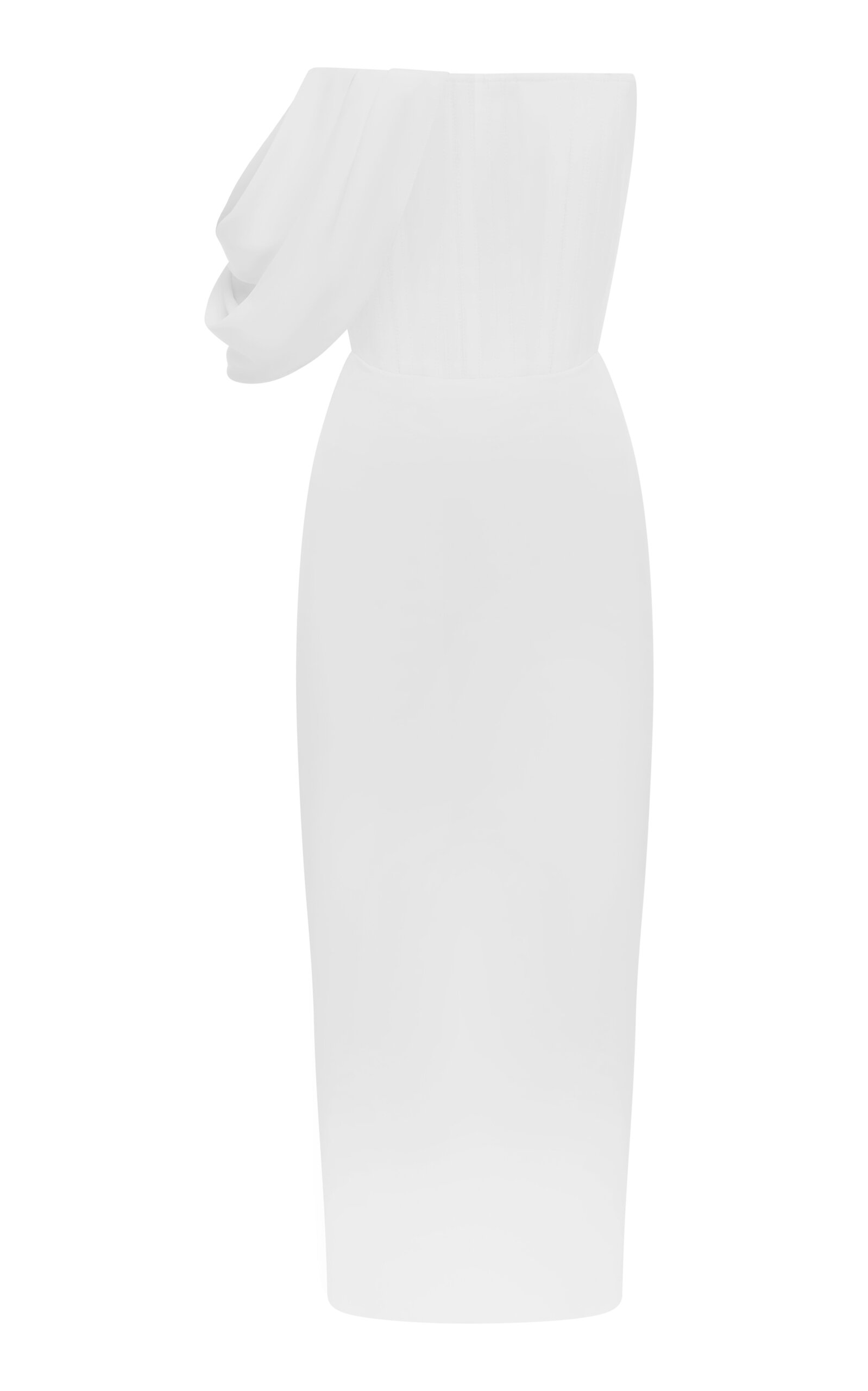 Alex Perry Draped Crepe Corset Midi Dress - White