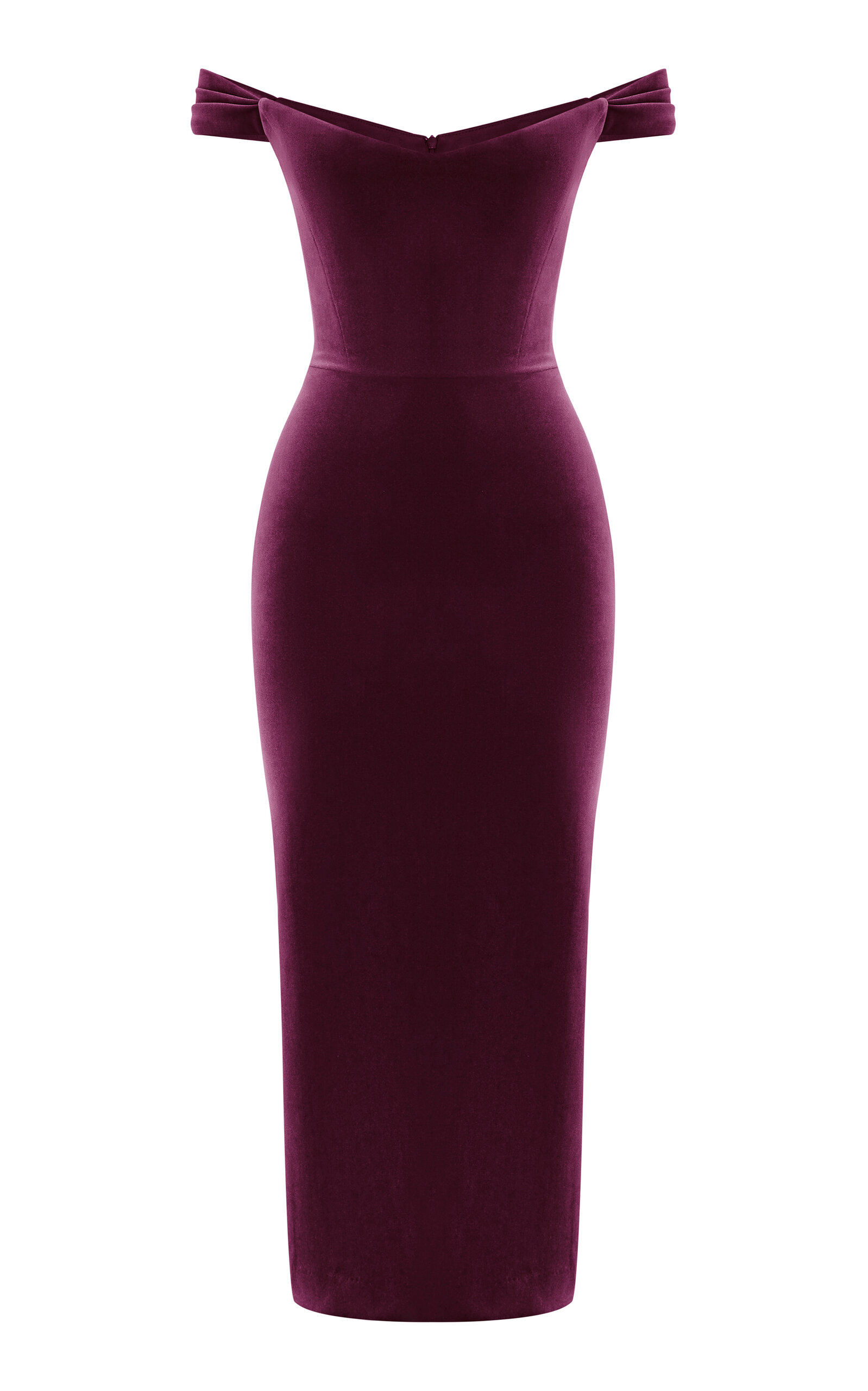 Alex Perry Off-The-Shoulder Velvet Corset Midi Dress - Purple