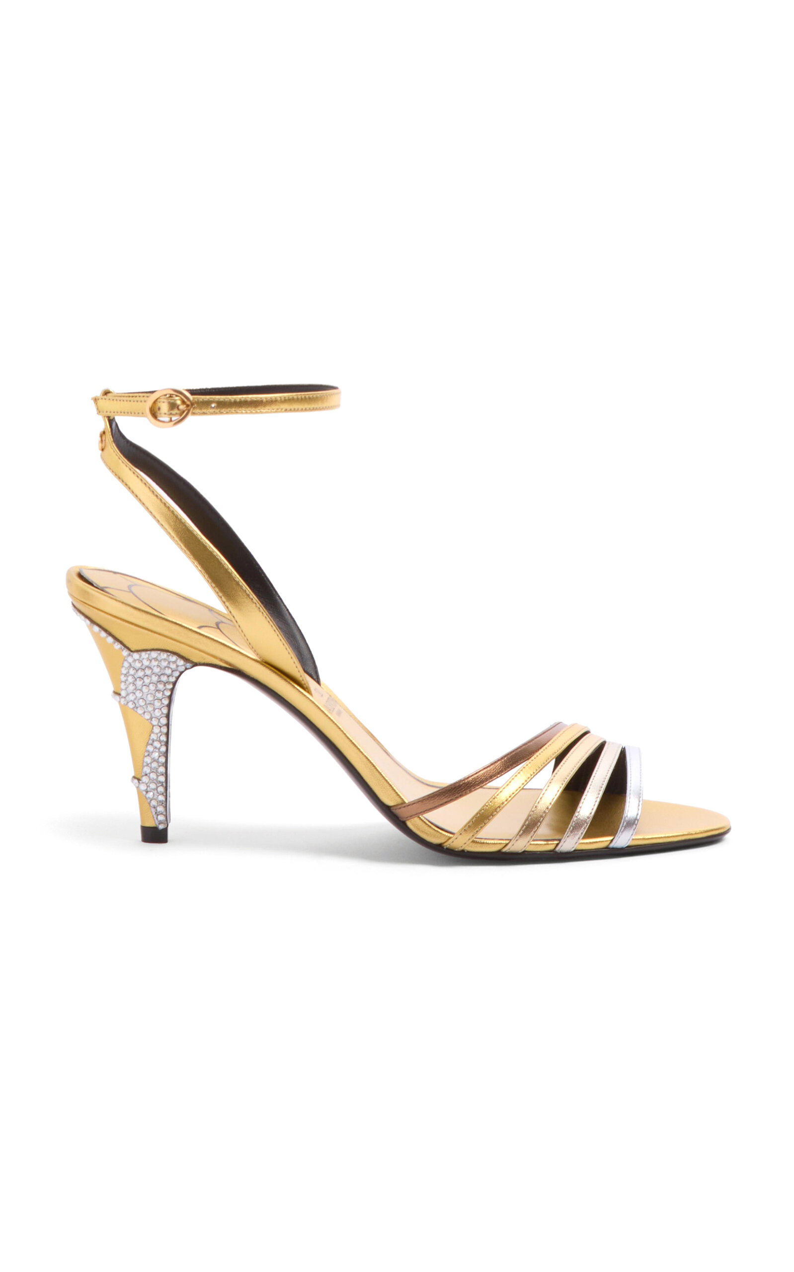 Valentino Garavani Ladycrush Crystal Metallic-Leather Sandals