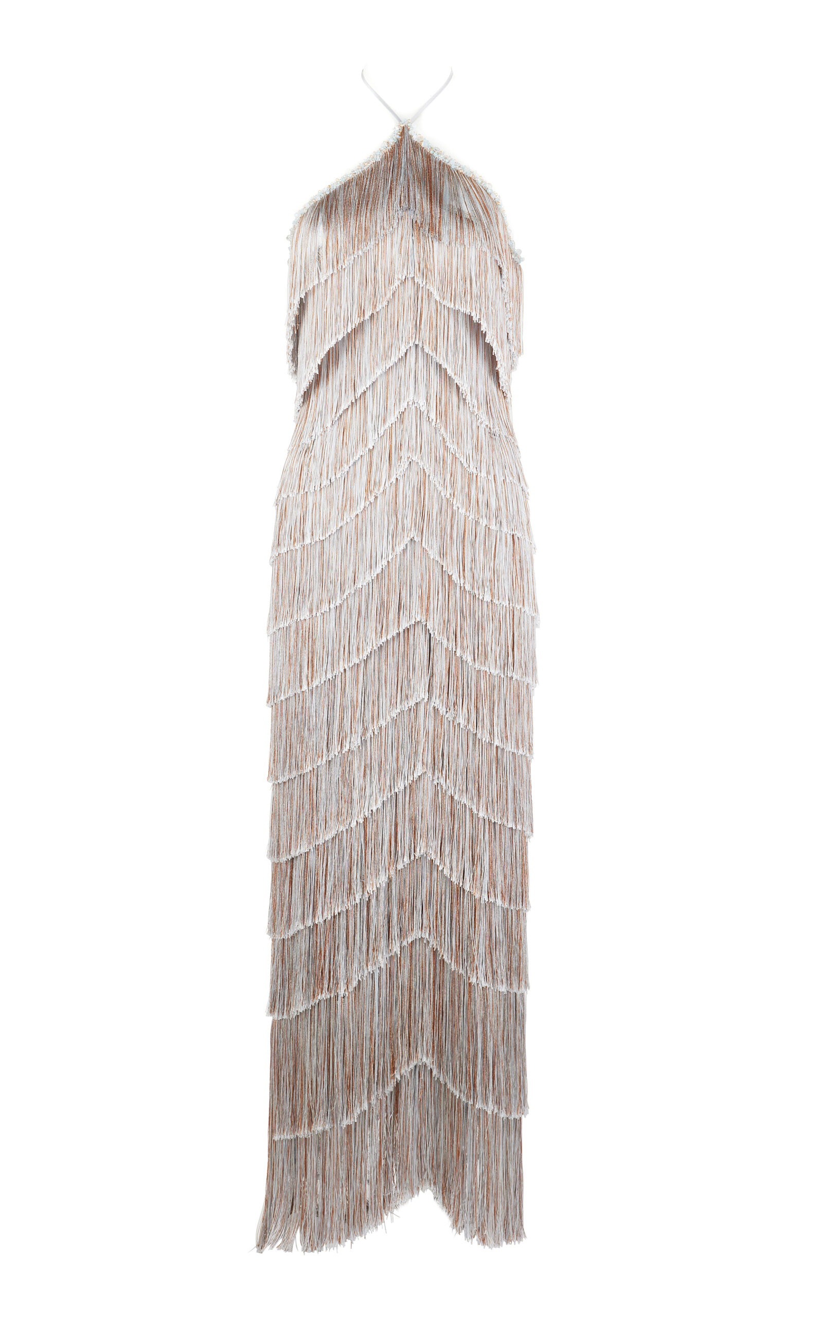 Francesca Miranda Estrella Halterneck Fringe Maxi Dress - Multi