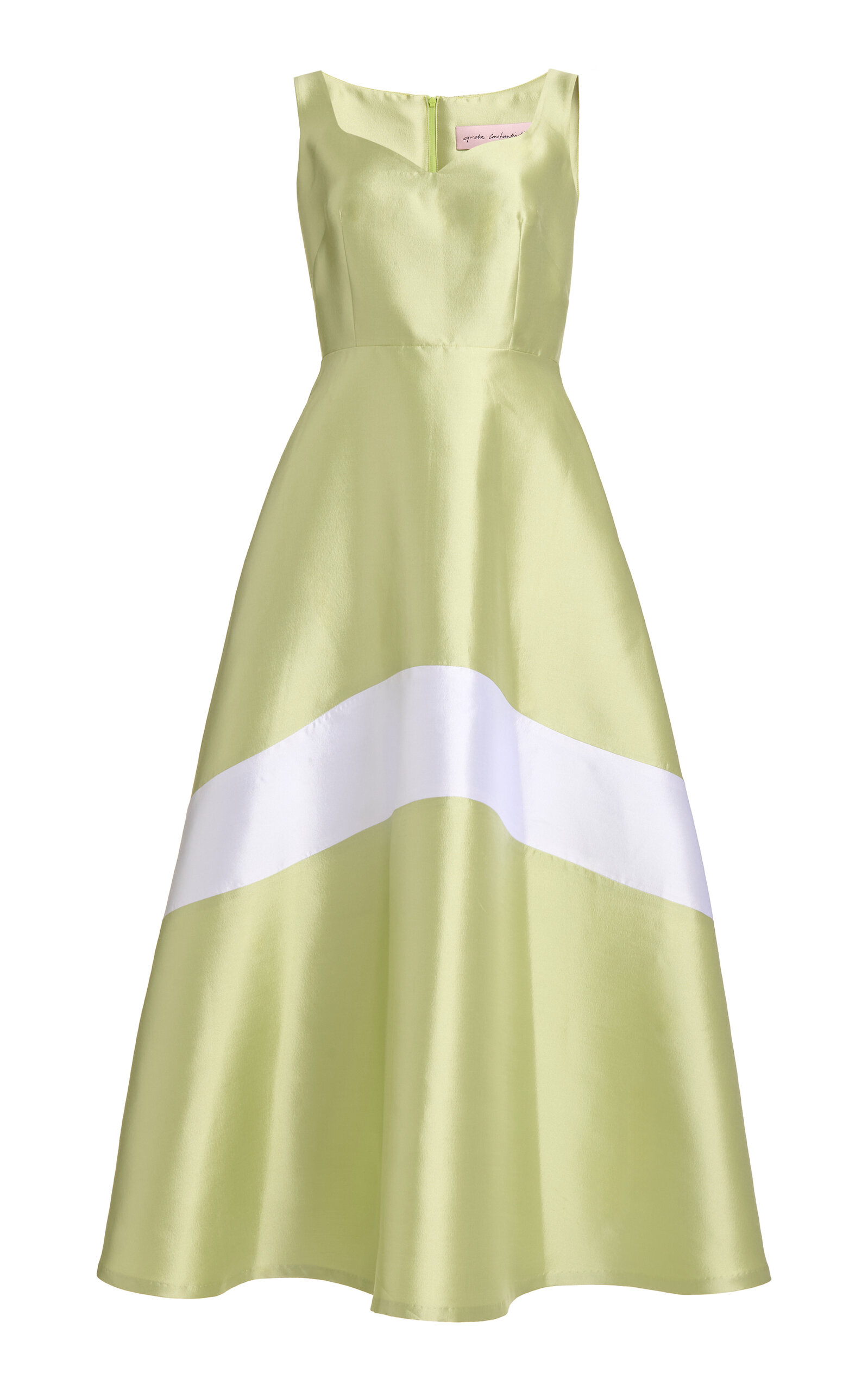 Greta Constantine Kirabo Silk Wool A-line Gown In Green