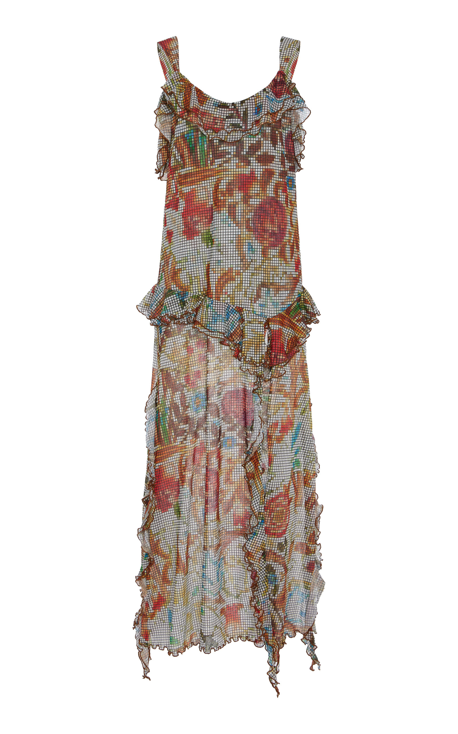 Siedres Exclusive Chilas Ruffled Crepe Maxi Dress In Multi