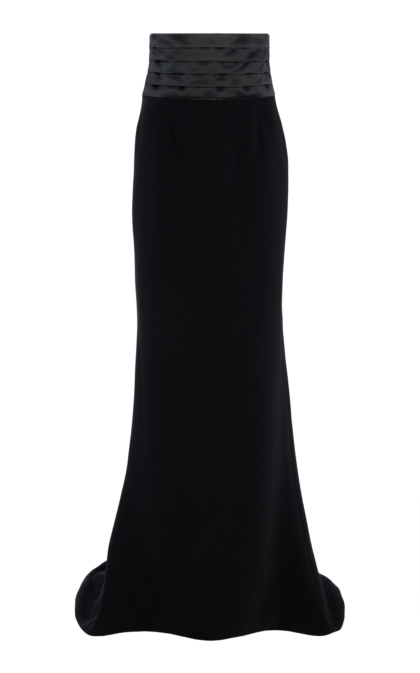 Sergio Hudson Cumberbund-Detailed Stretch-Crepe and Satin Maxi Evening Skirt - Black
