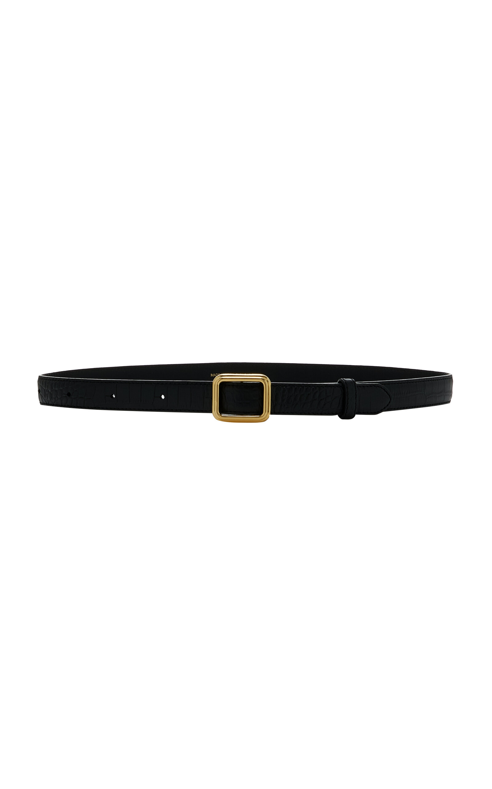 Lie Studio The Georgia Croc-effect Leather Belt In Black