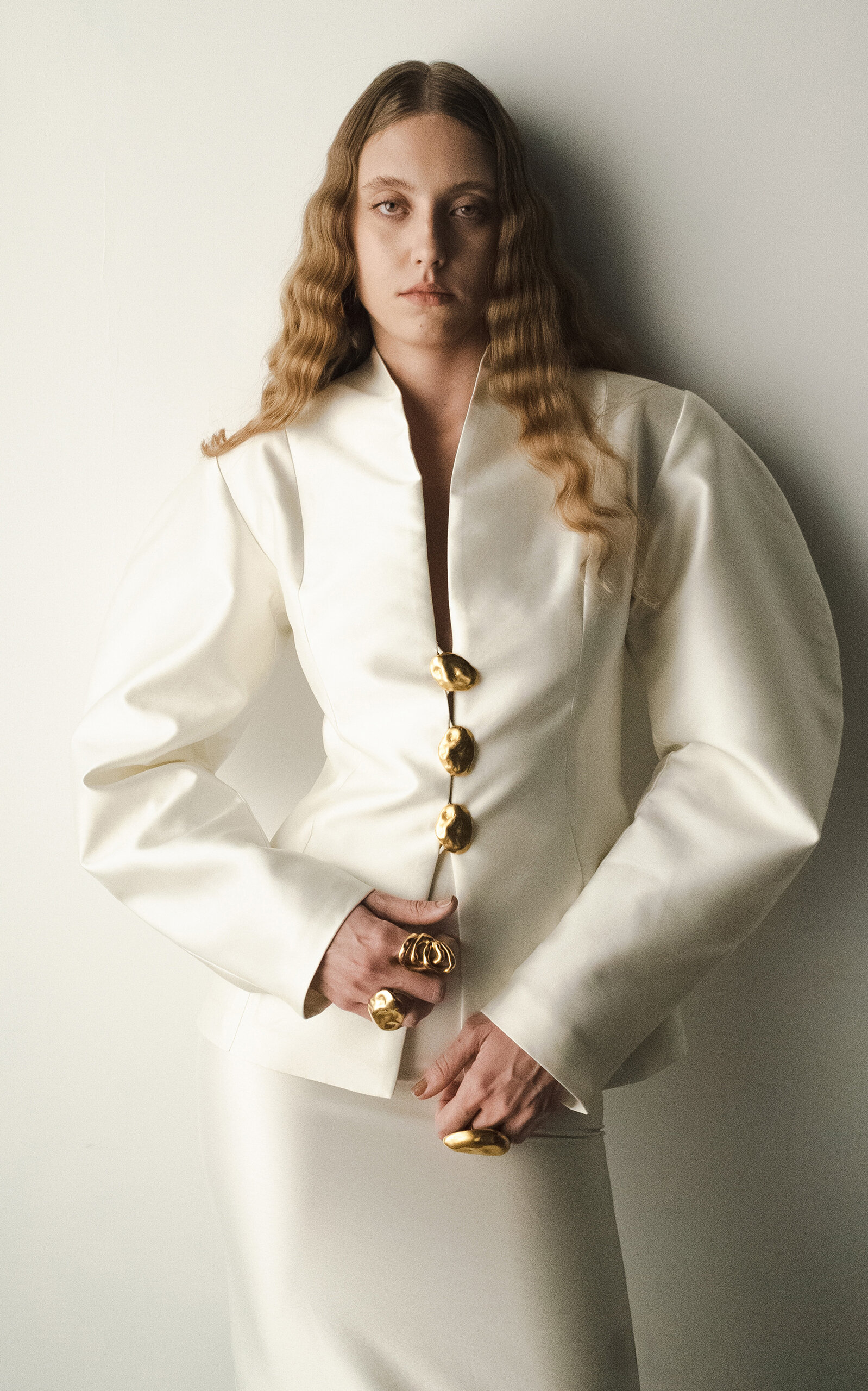 Sandra Mansour Eclipse Structured Mikado Jacket In Off-white