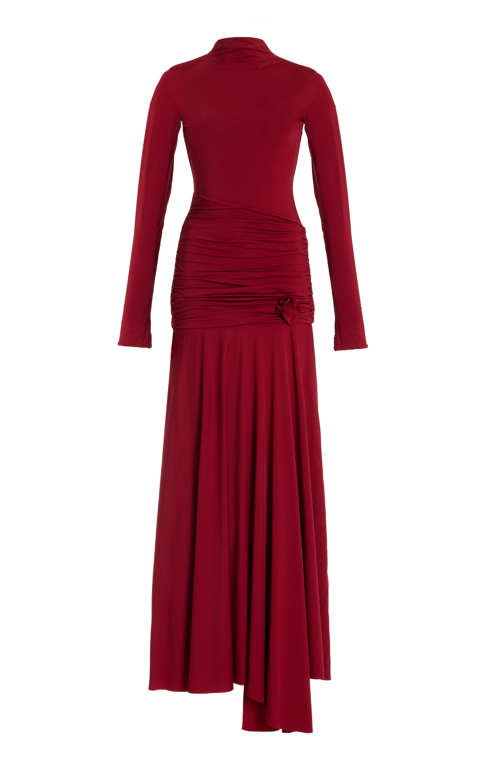 Maygel Coronel Mageia Ruched Jersey Maxi Dress - Red - OS
