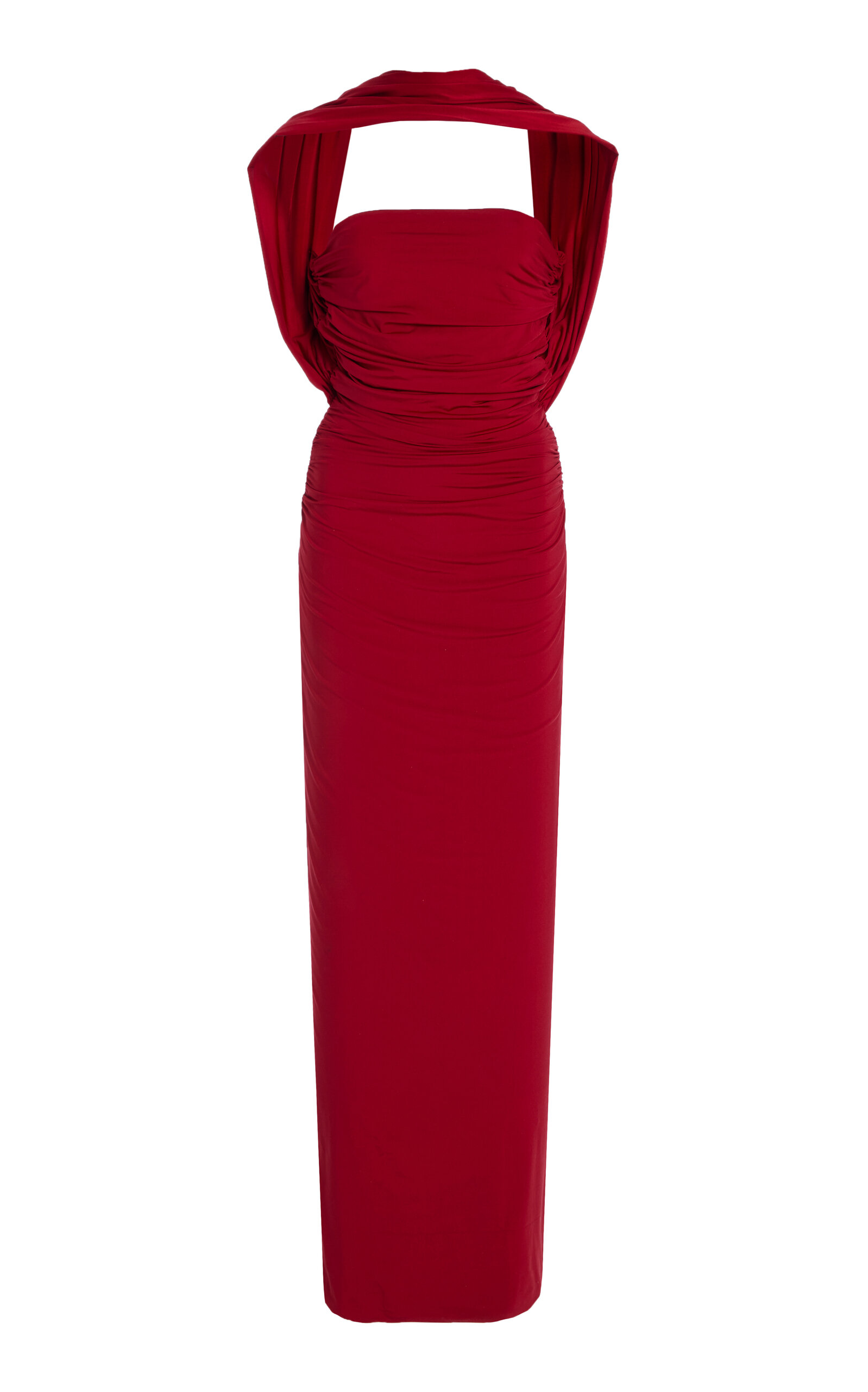 Maygel Coronel Exclusive Mulett Ruched Jersey Maxi Dress - Red - OS